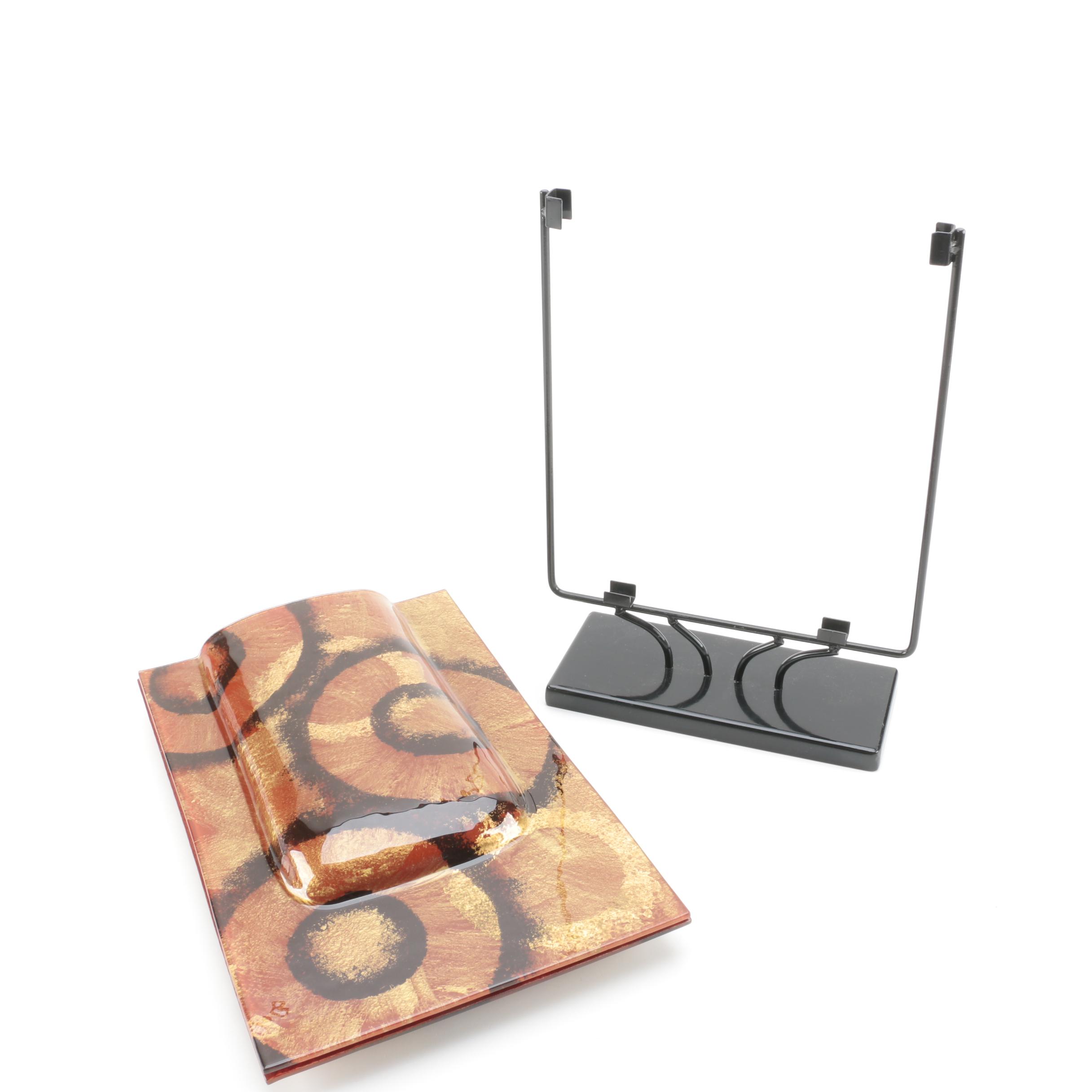 Contemporary Vase with Metal Stand