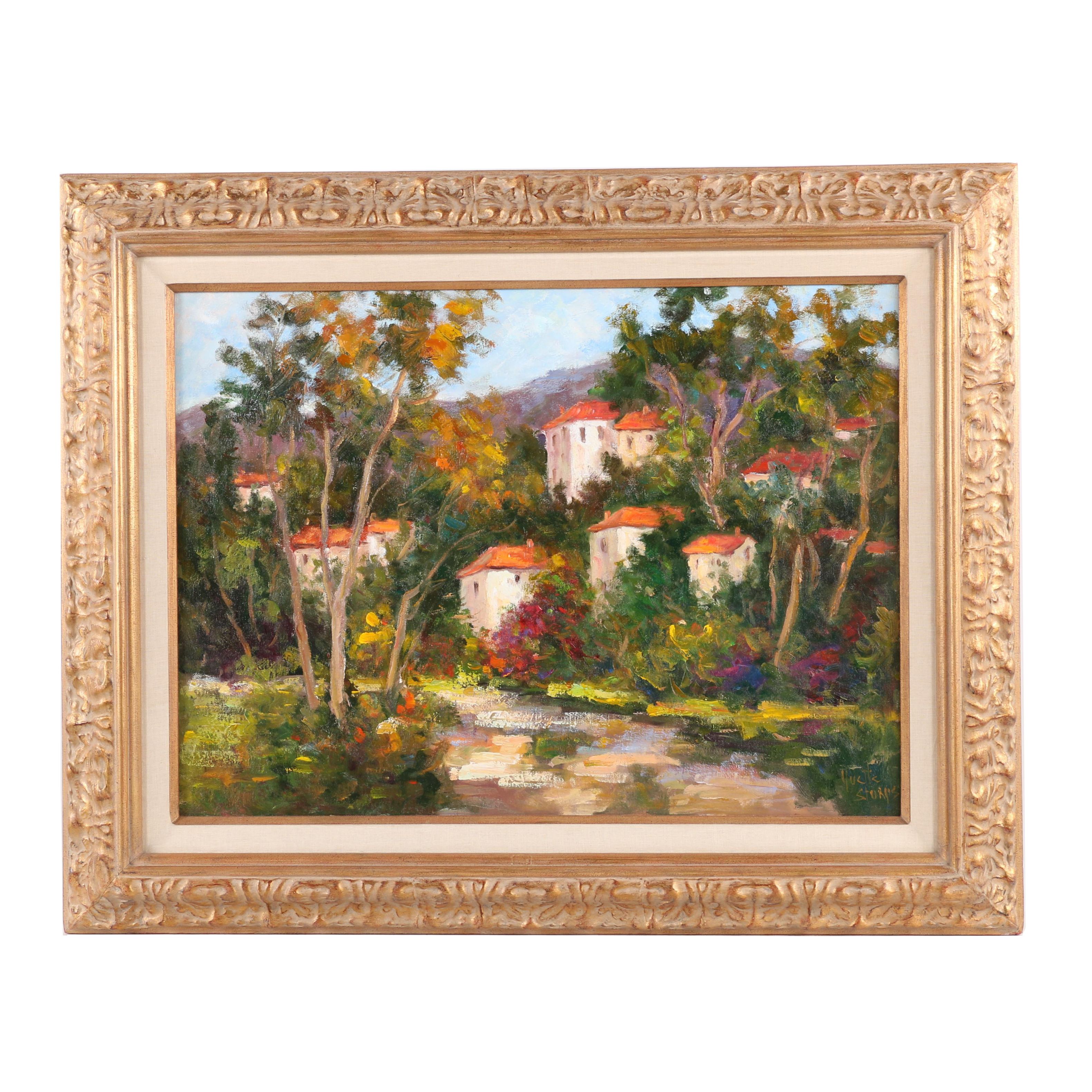 Yvette Sturgis Oil Painting on Canvas "Corsica, Italy"