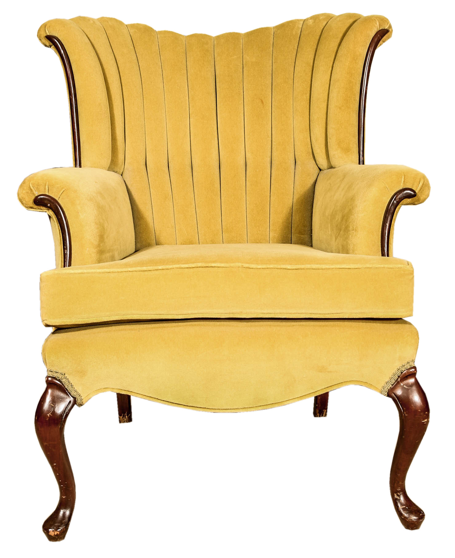 Vintage Queen Anne Style Upholstered Armchair