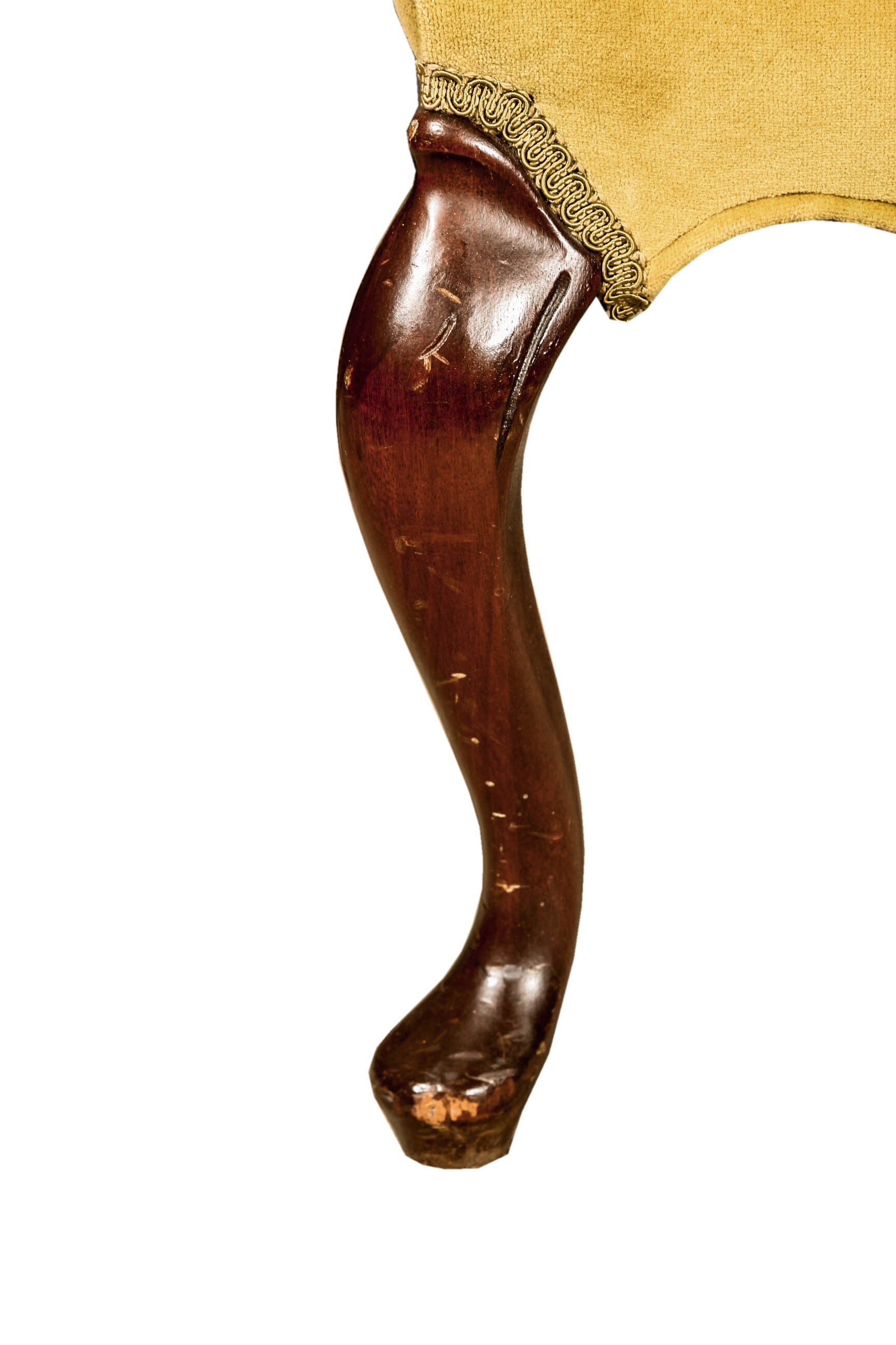 Vintage Queen Anne Style Upholstered Armchair