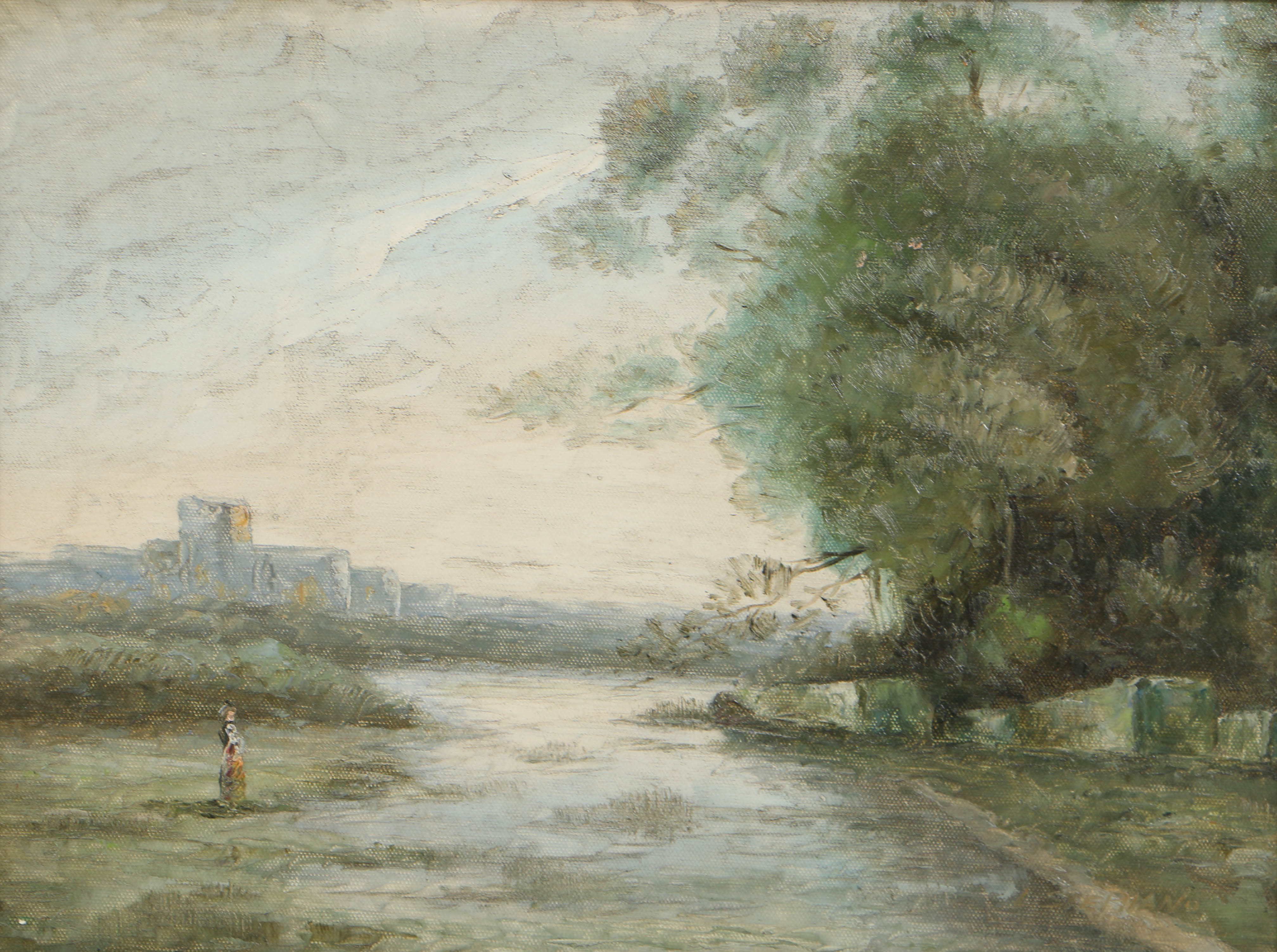 L. Stephano Oil Painting on Canvas of Impressionistic Landscape