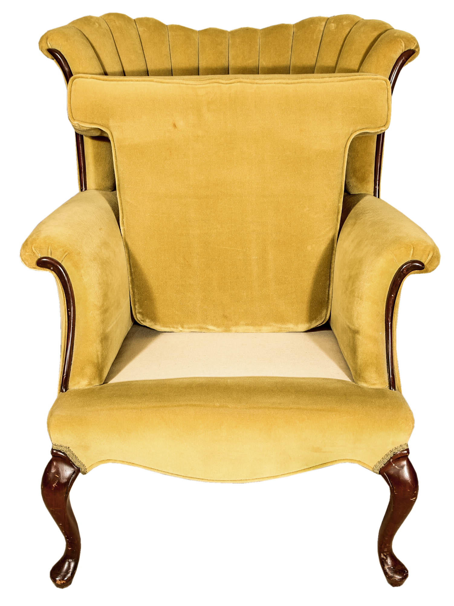 Vintage Queen Anne Style Upholstered Armchair
