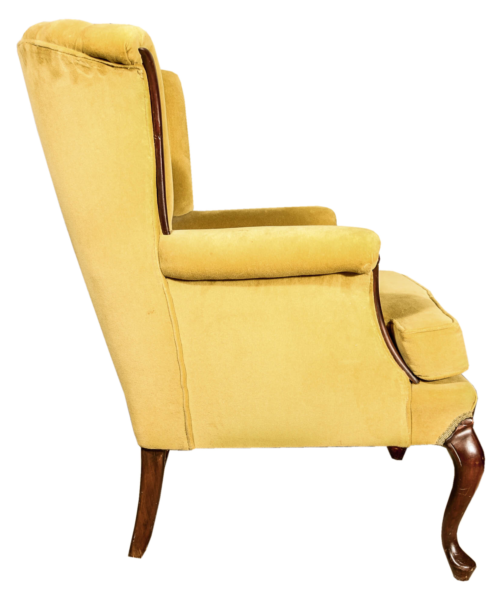 Vintage Queen Anne Style Upholstered Armchair
