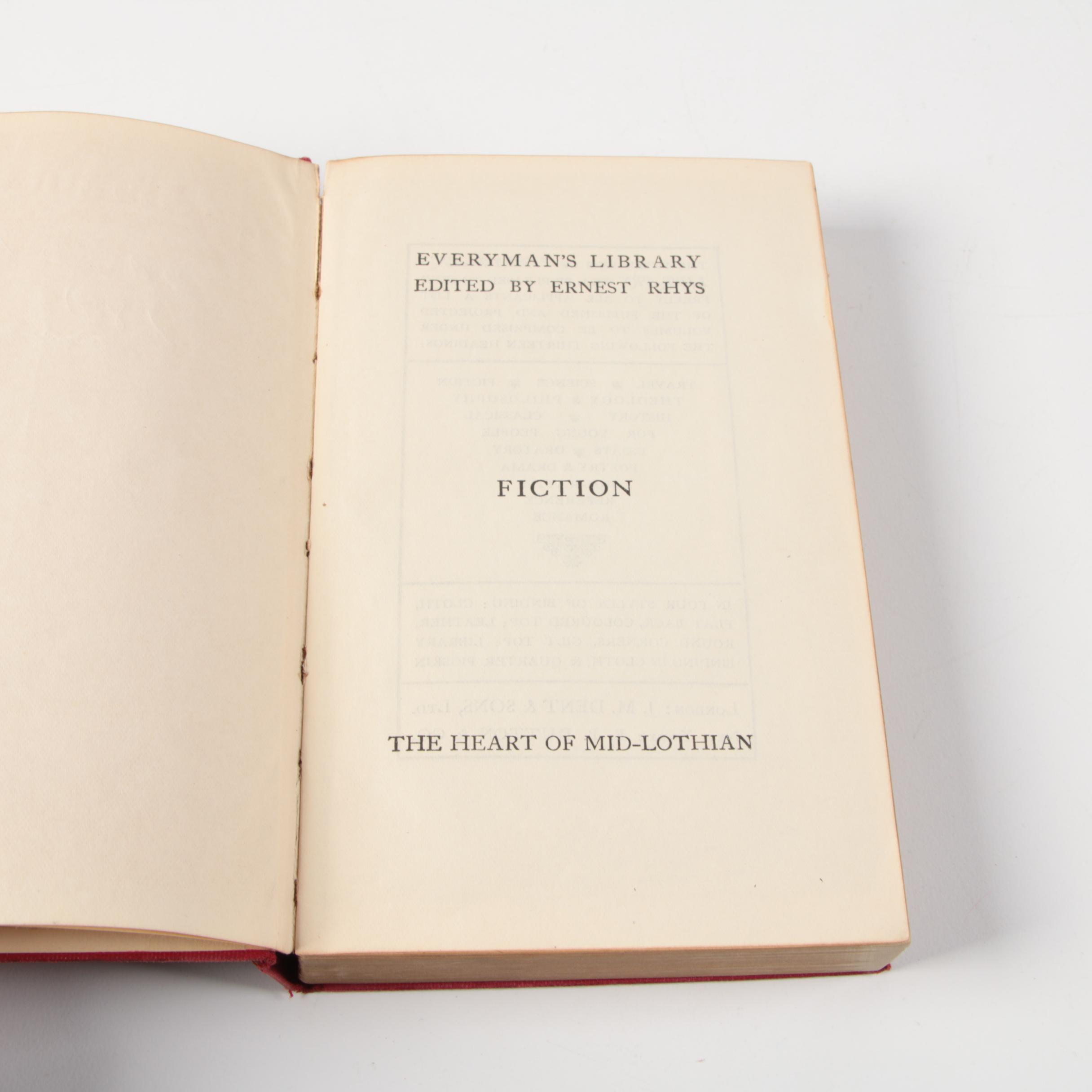 Antique Books Including 1911 Everyman's Library "The Heart of Mid-Lothian"