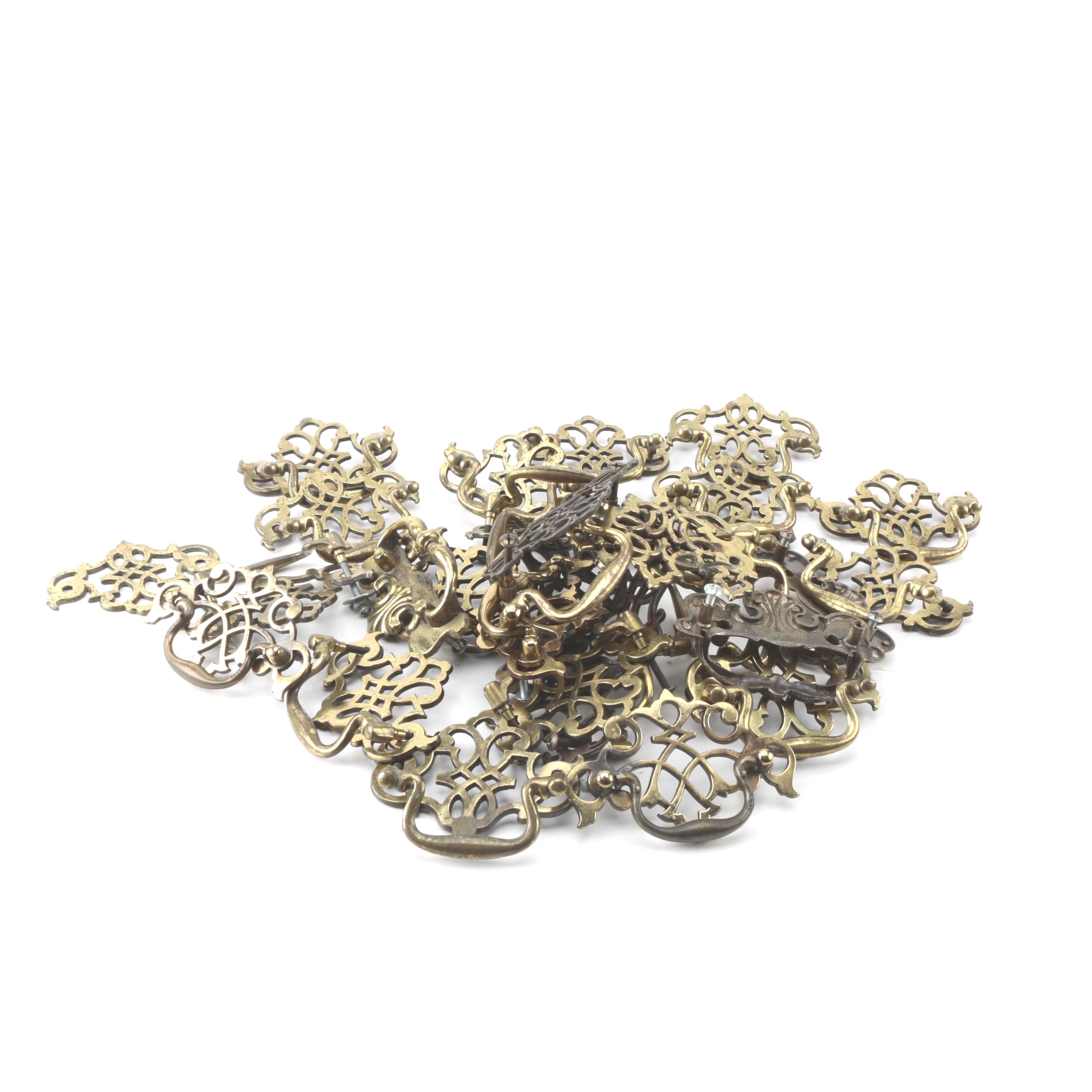 Vintage Brass Chippendale-Style Drawer Pulls