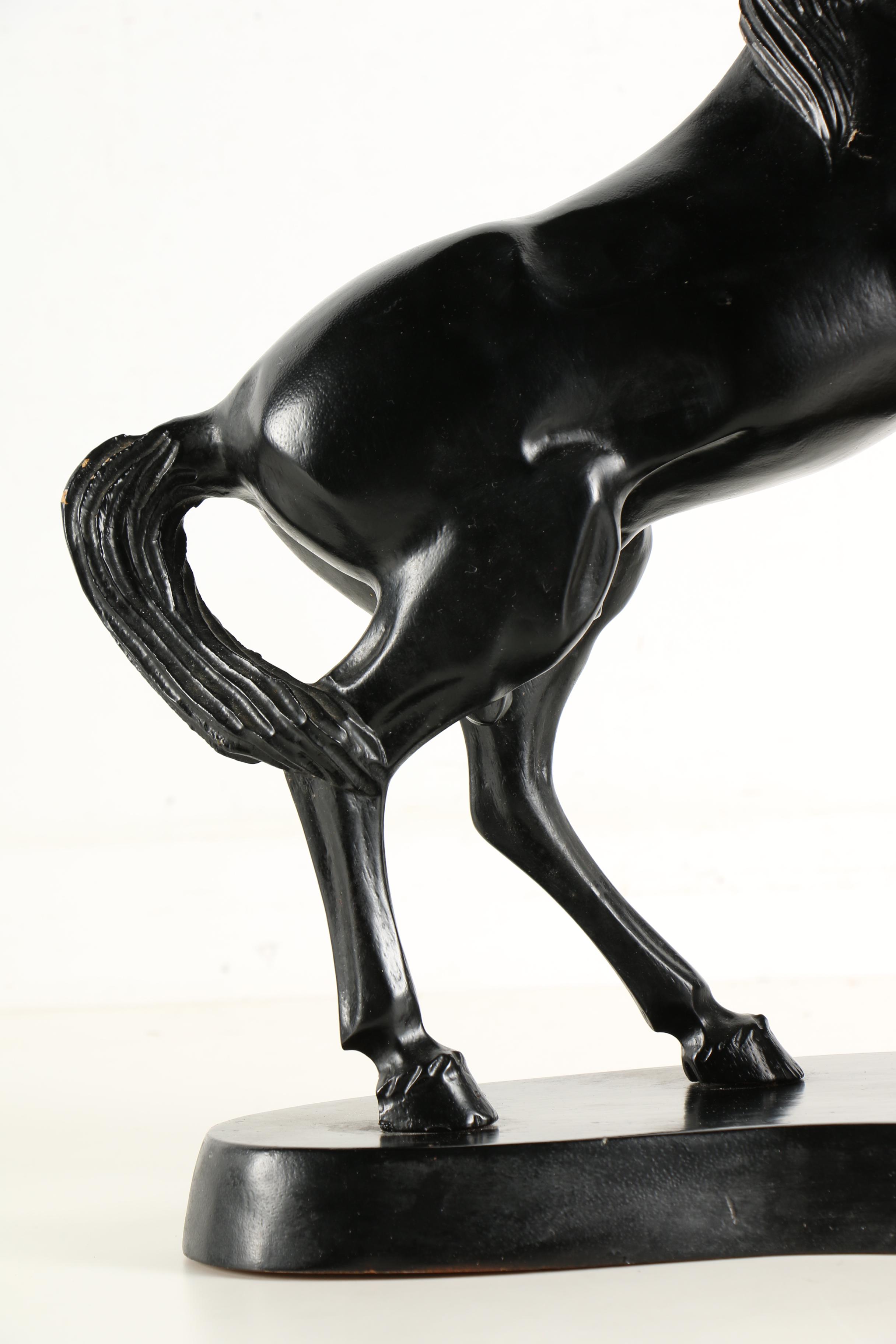 Carved Wood Rearing Horse