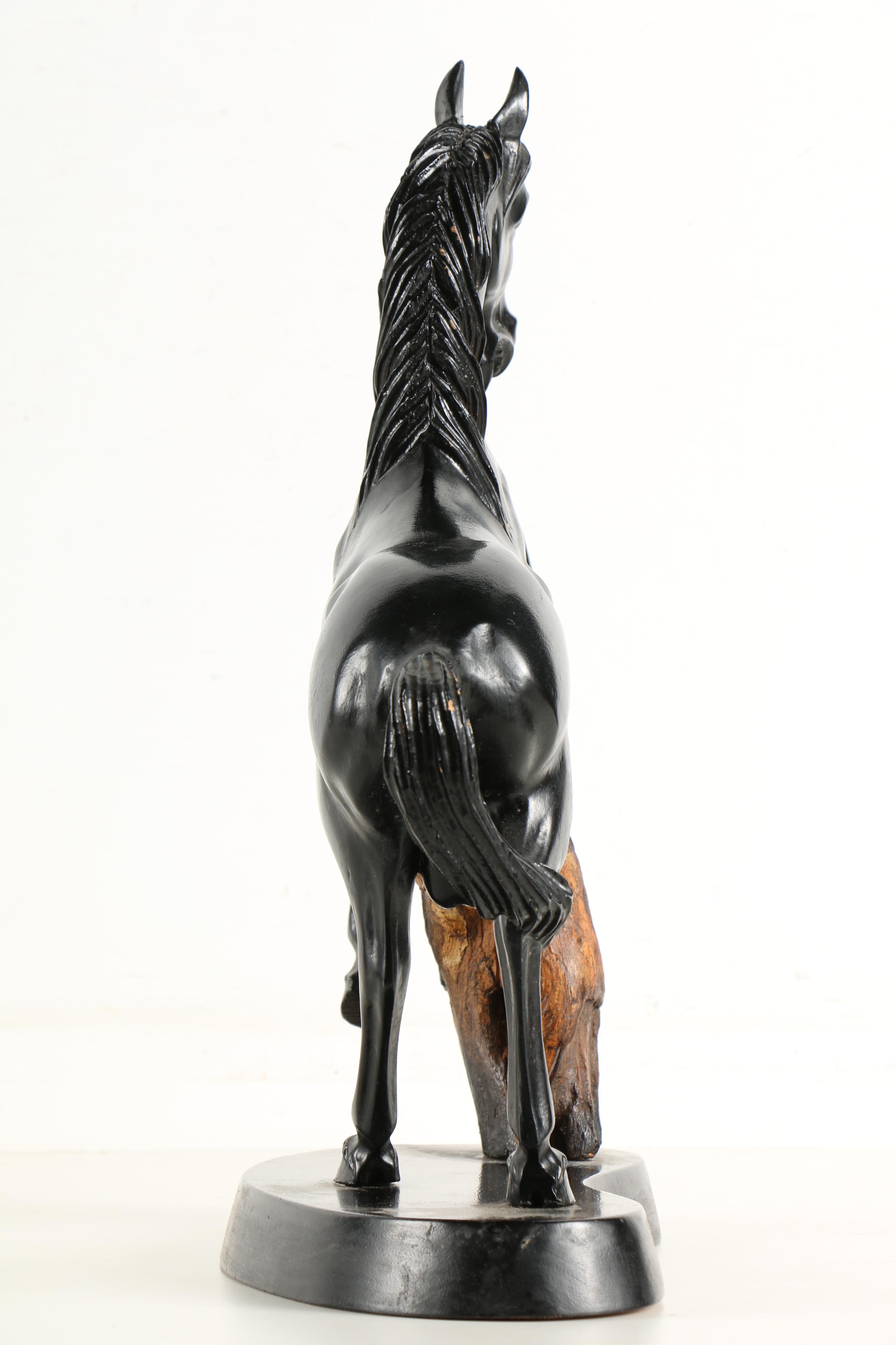 Carved Wood Rearing Horse