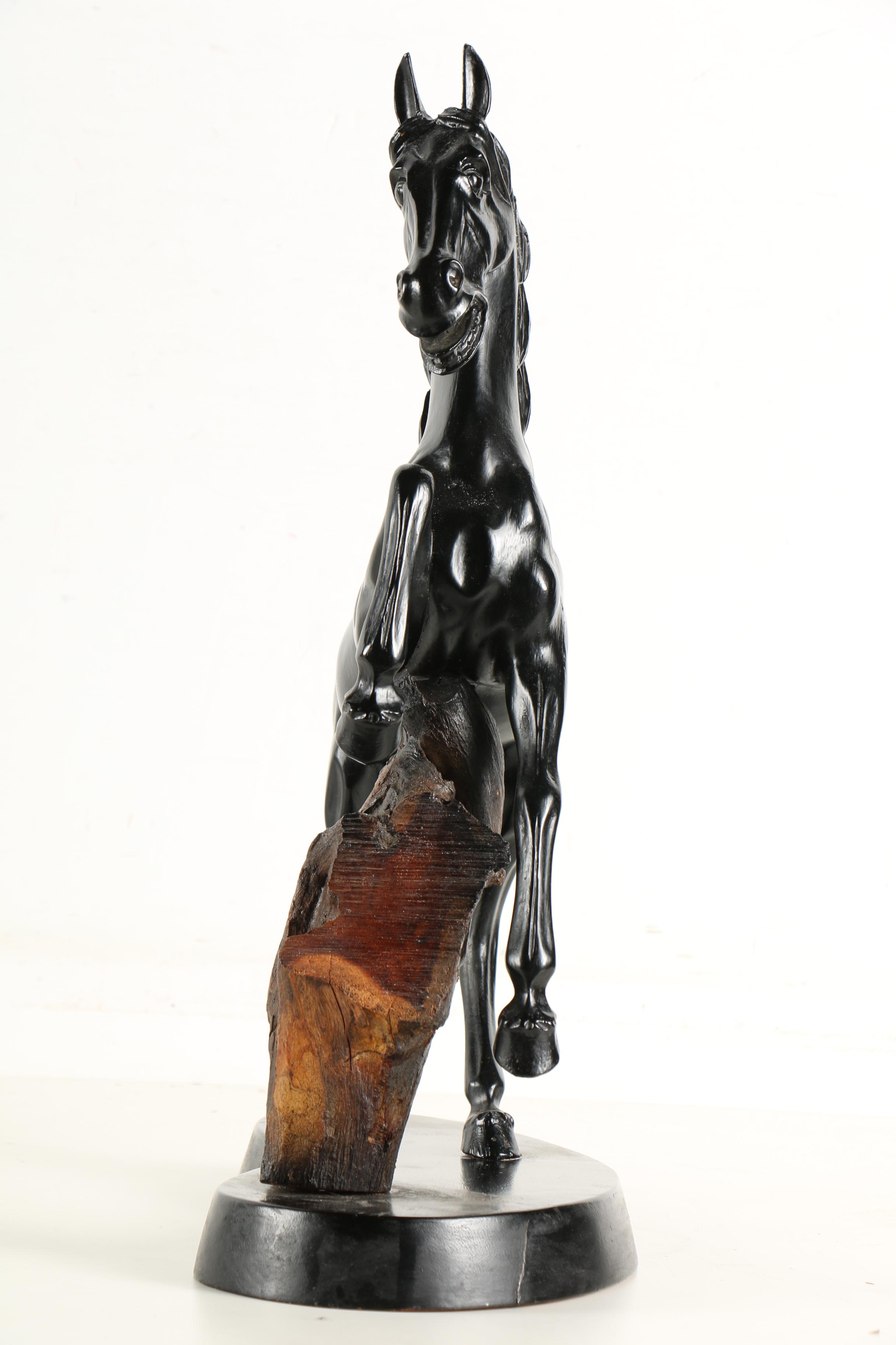 Carved Wood Rearing Horse