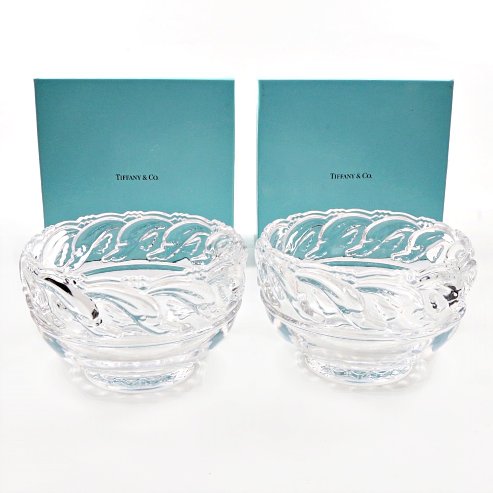 Pair of Tiffany & Co. Crystal "Dolphin" Bowls