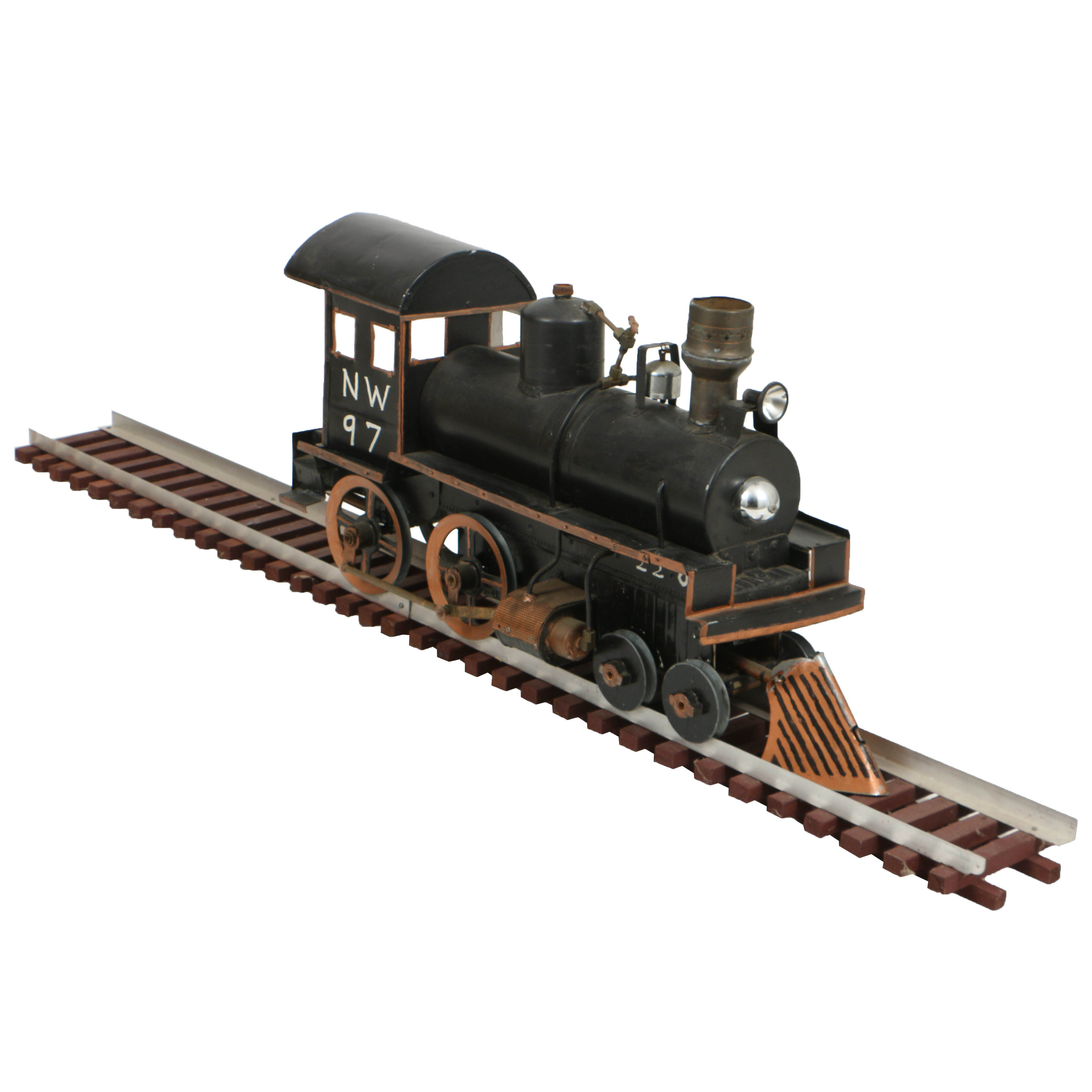 Vintage Hand-Built Live Steam Locomotive Model of Large Scale with Track