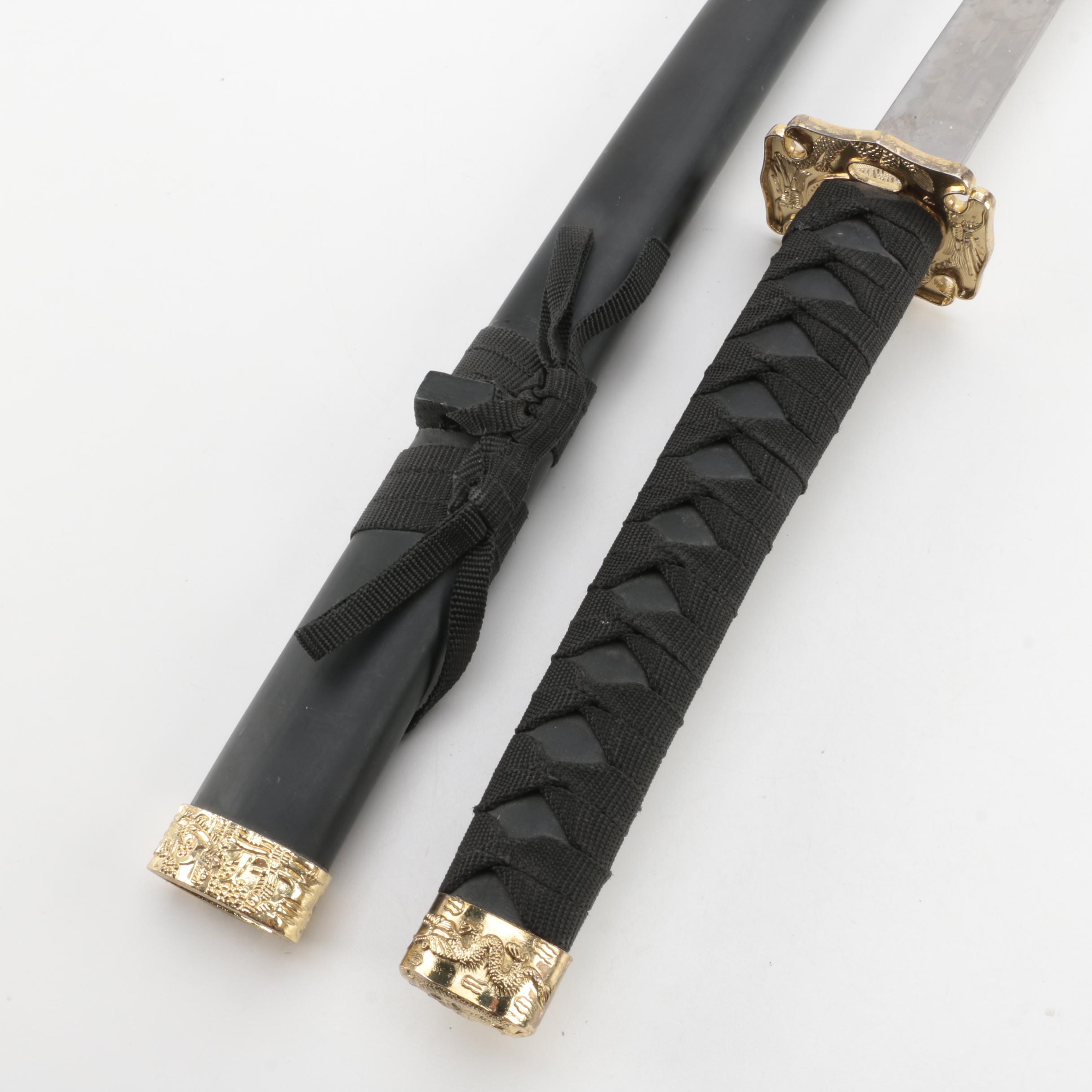 Daishō Swords on Black Wooden Stand