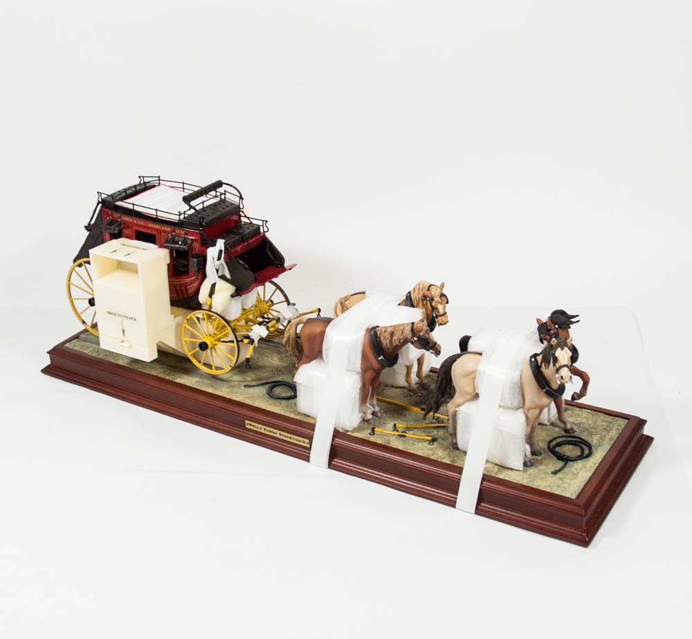 Wells Fargo Die Cast Stagecoach Model with Four Horse Team by The Franklin Mint