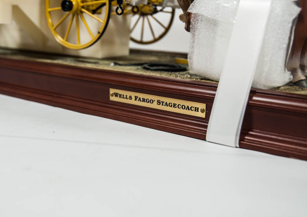 Wells Fargo Die Cast Stagecoach Model with Four Horse Team by The Franklin Mint