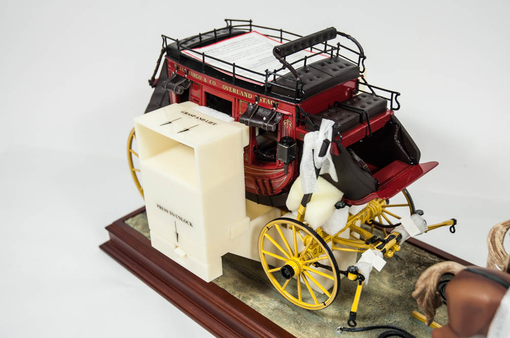 Wells Fargo Die Cast Stagecoach Model with Four Horse Team by The Franklin Mint