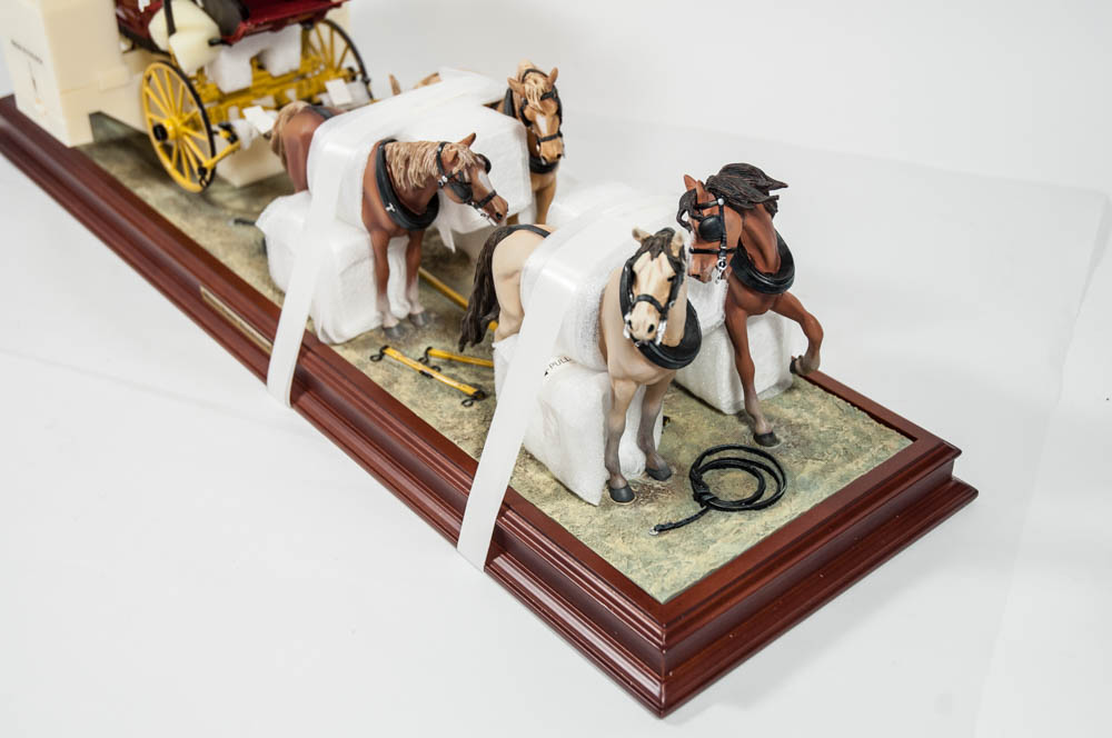 Wells Fargo Die Cast Stagecoach Model with Four Horse Team by The Franklin Mint