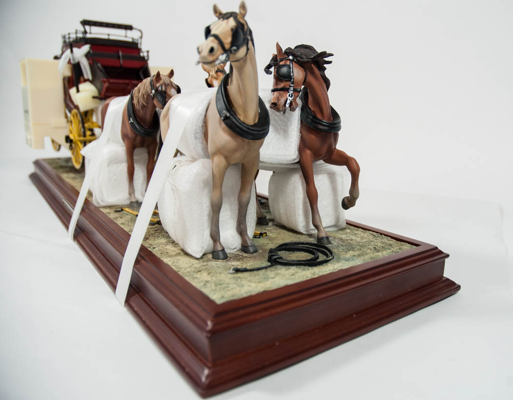 Wells Fargo Die Cast Stagecoach Model with Four Horse Team by The Franklin Mint