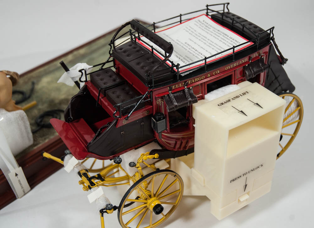 Wells Fargo Die Cast Stagecoach Model with Four Horse Team by The Franklin Mint