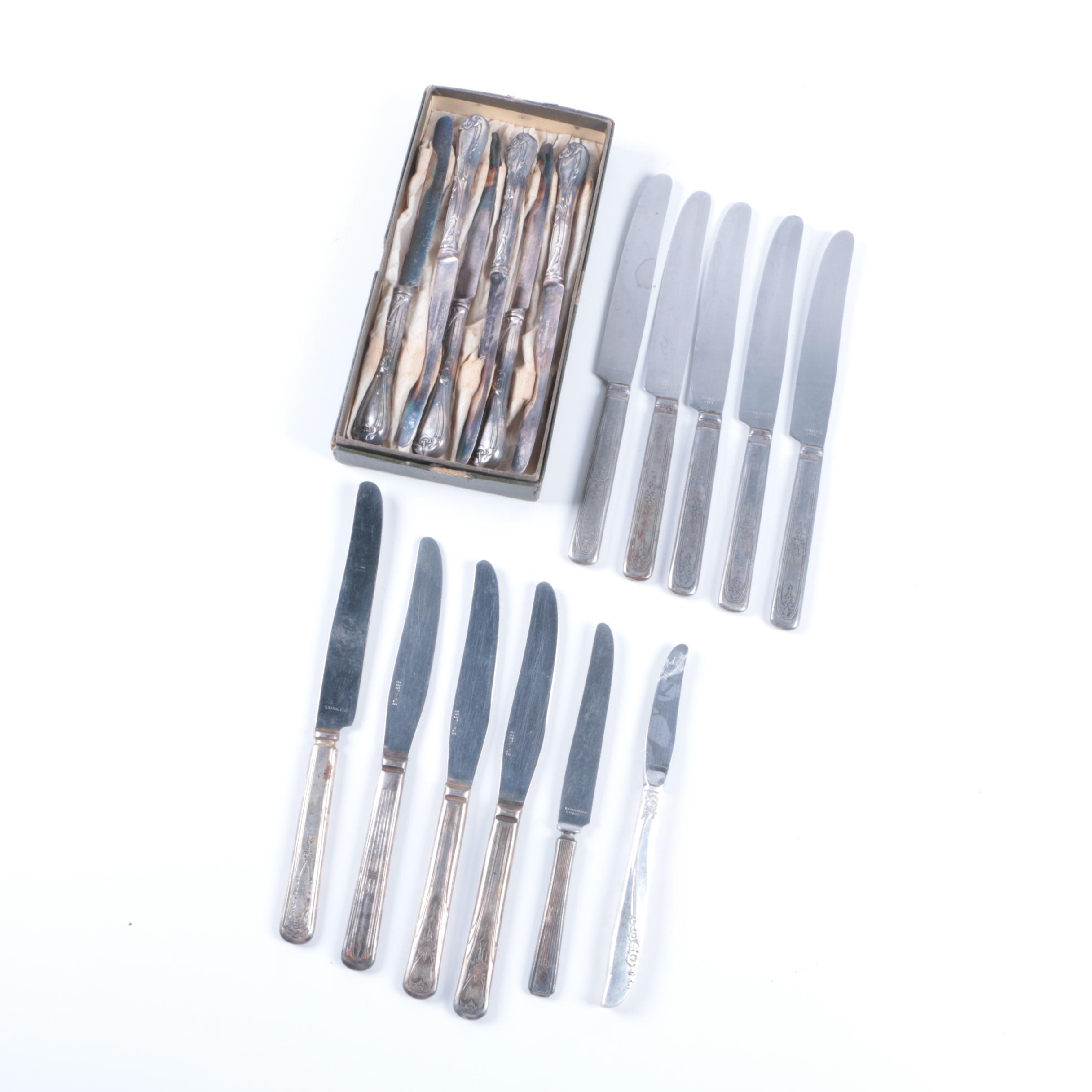 Reed & Barton "Modern Art" Silver Plate Knife Set with Assorted Knives