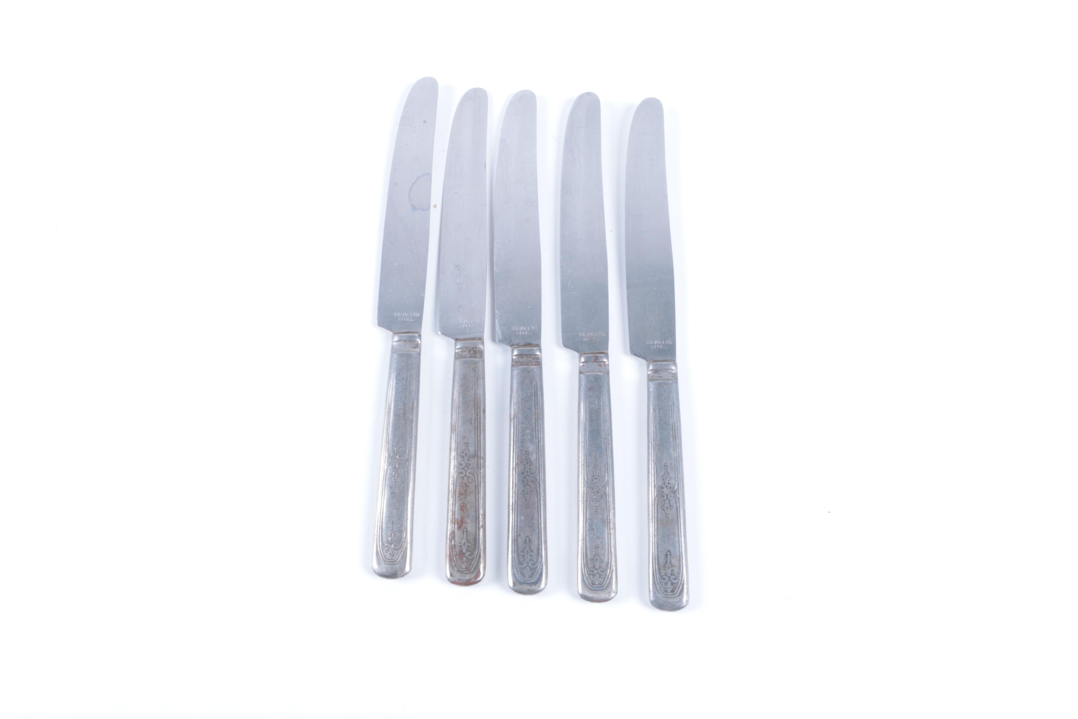 Reed & Barton "Modern Art" Silver Plate Knife Set with Assorted Knives