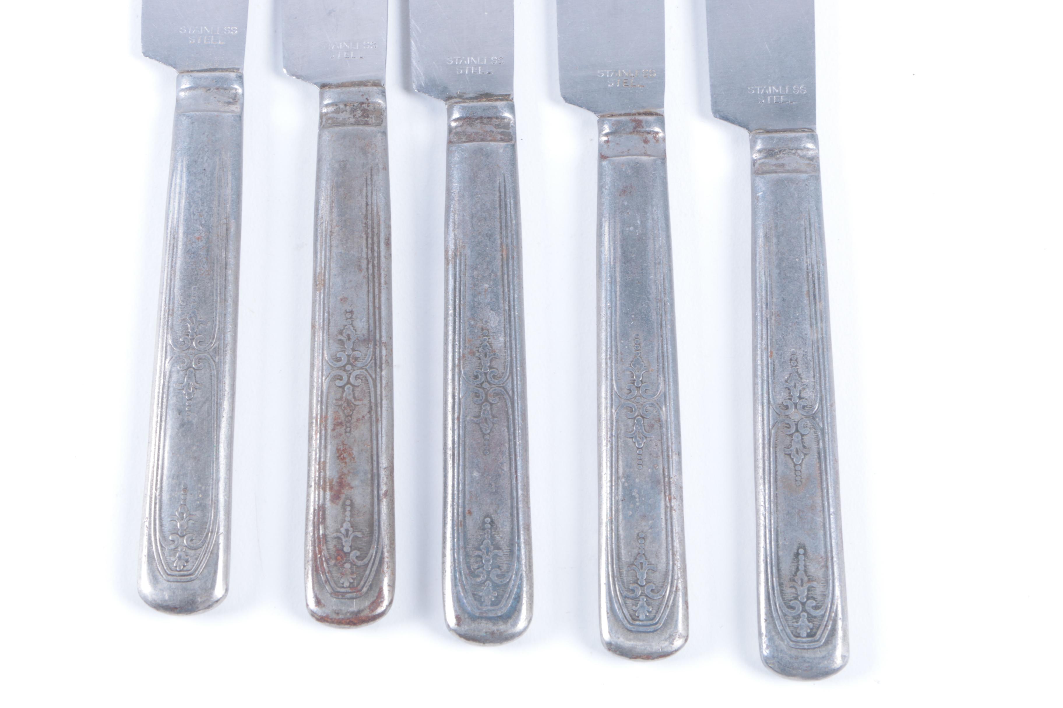 Reed & Barton "Modern Art" Silver Plate Knife Set with Assorted Knives