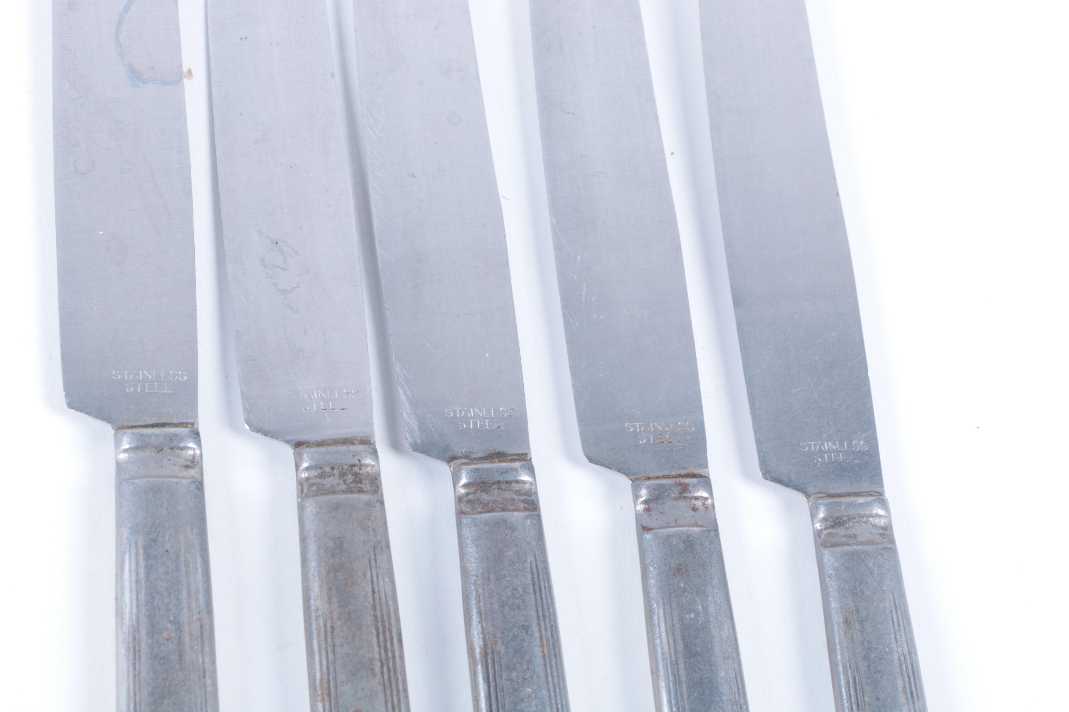 Reed & Barton "Modern Art" Silver Plate Knife Set with Assorted Knives