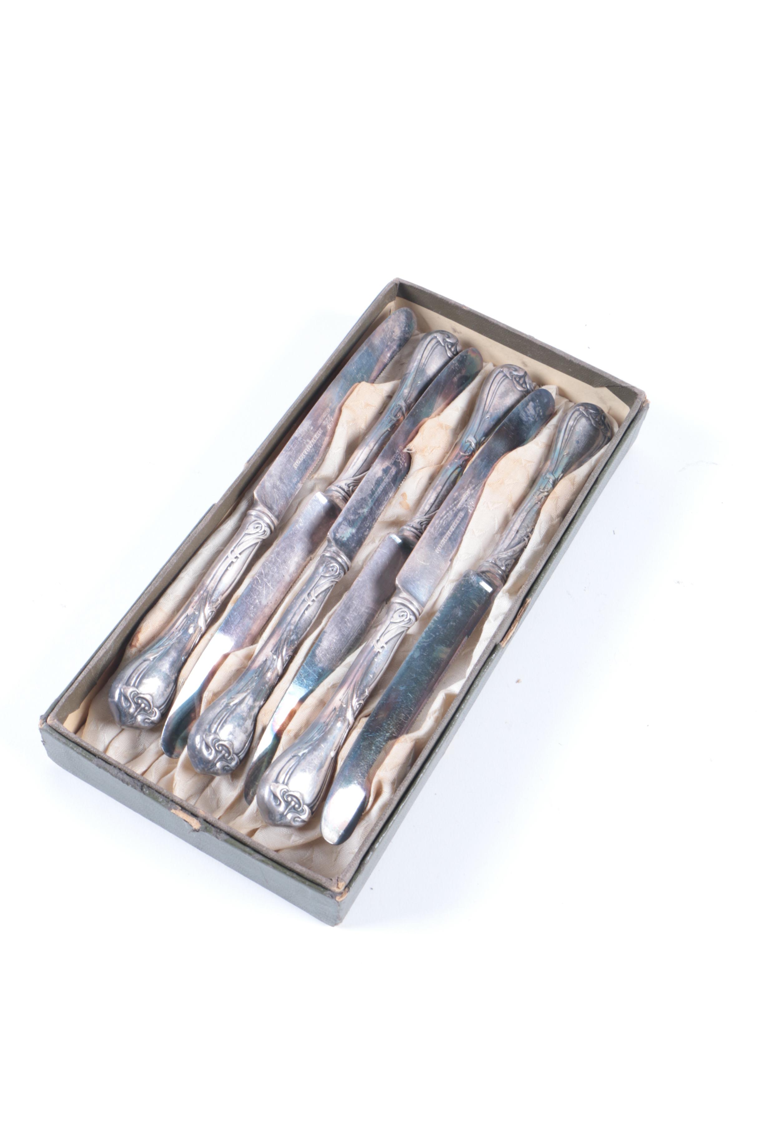 Reed & Barton "Modern Art" Silver Plate Knife Set with Assorted Knives