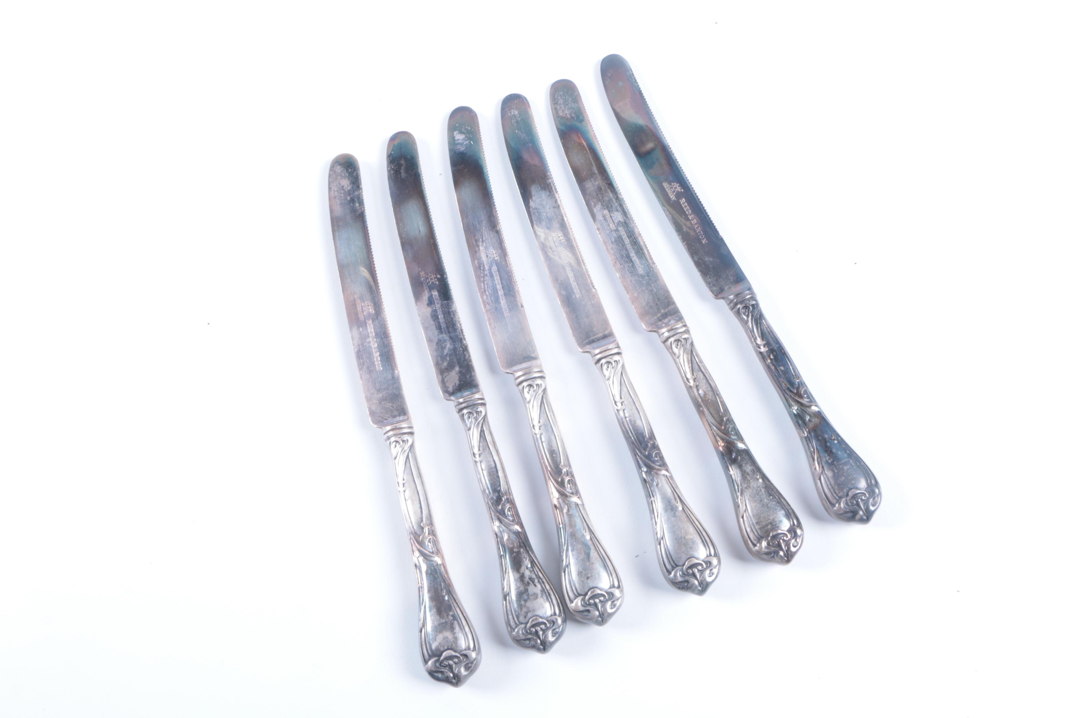 Reed & Barton "Modern Art" Silver Plate Knife Set with Assorted Knives