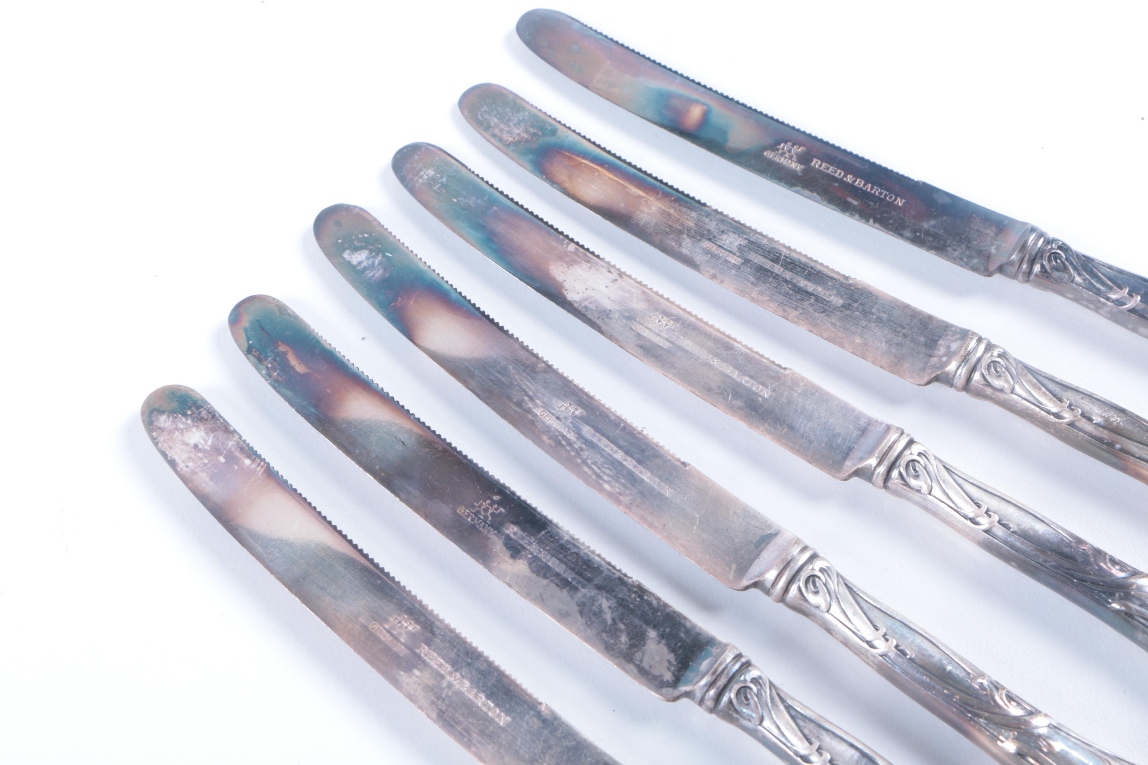 Reed & Barton "Modern Art" Silver Plate Knife Set with Assorted Knives