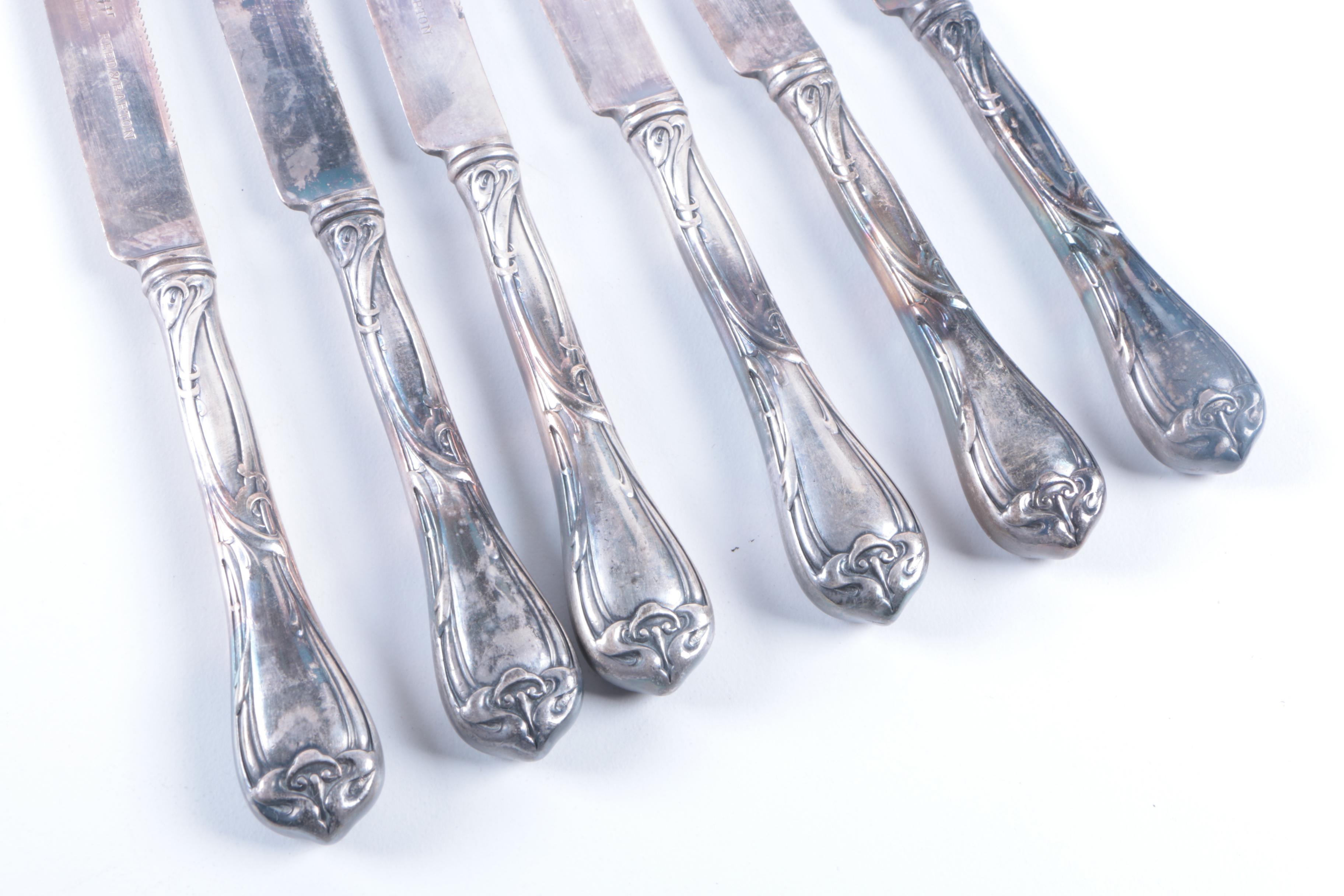 Reed & Barton "Modern Art" Silver Plate Knife Set with Assorted Knives