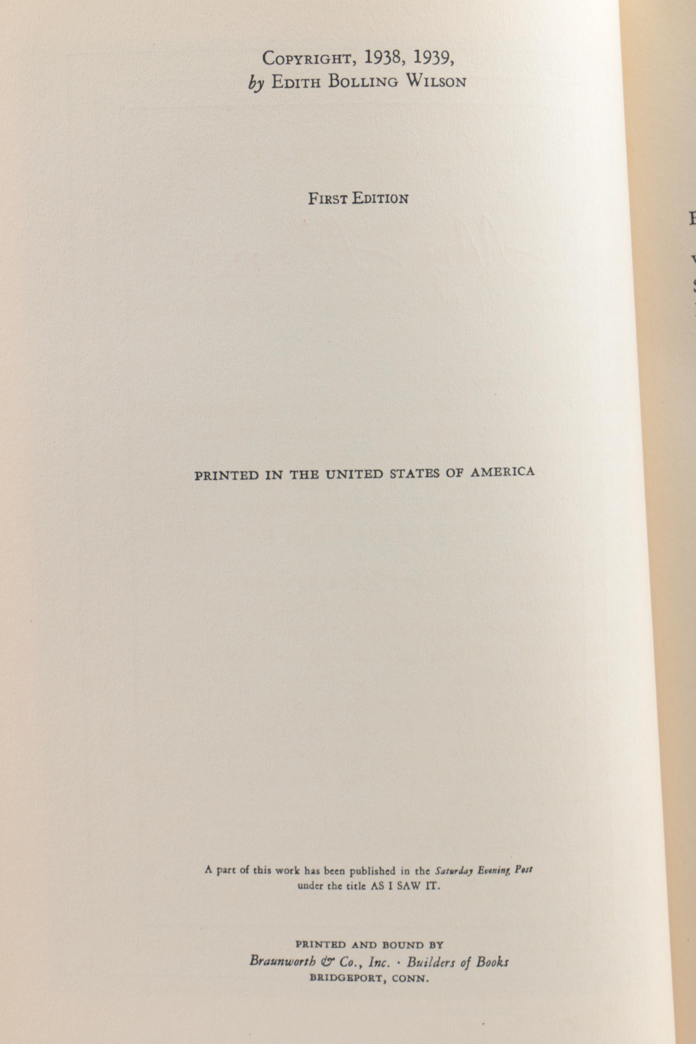 Assorted Books Including 1939 First Edition "My Memoir" by Edith Bolling Wilson