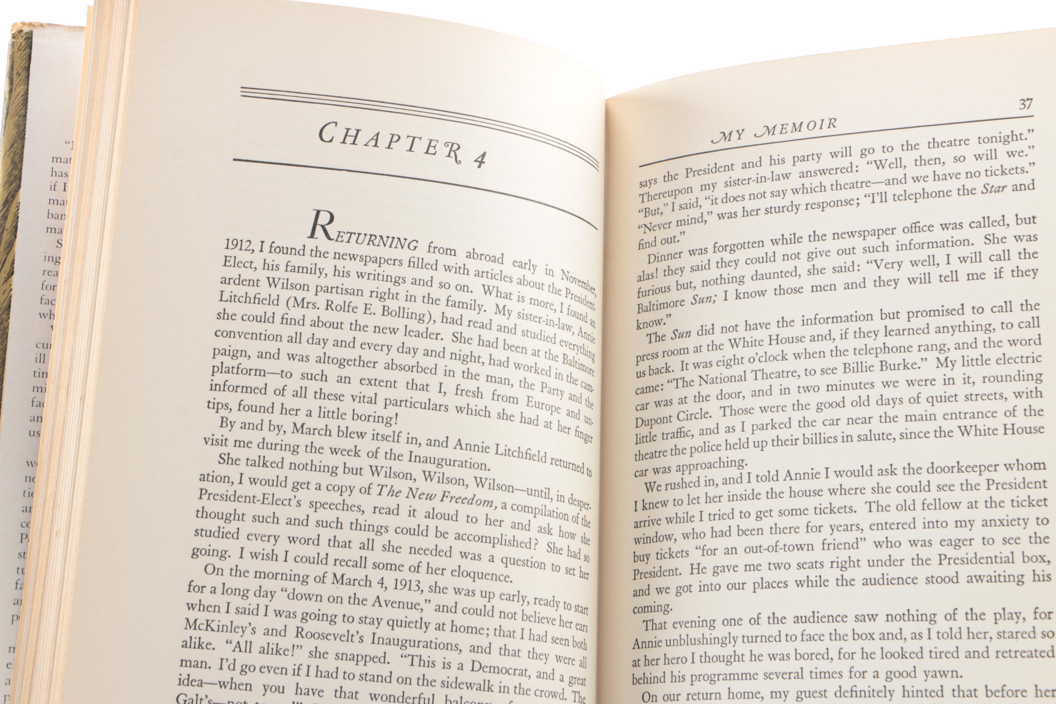 Assorted Books Including 1939 First Edition "My Memoir" by Edith Bolling Wilson