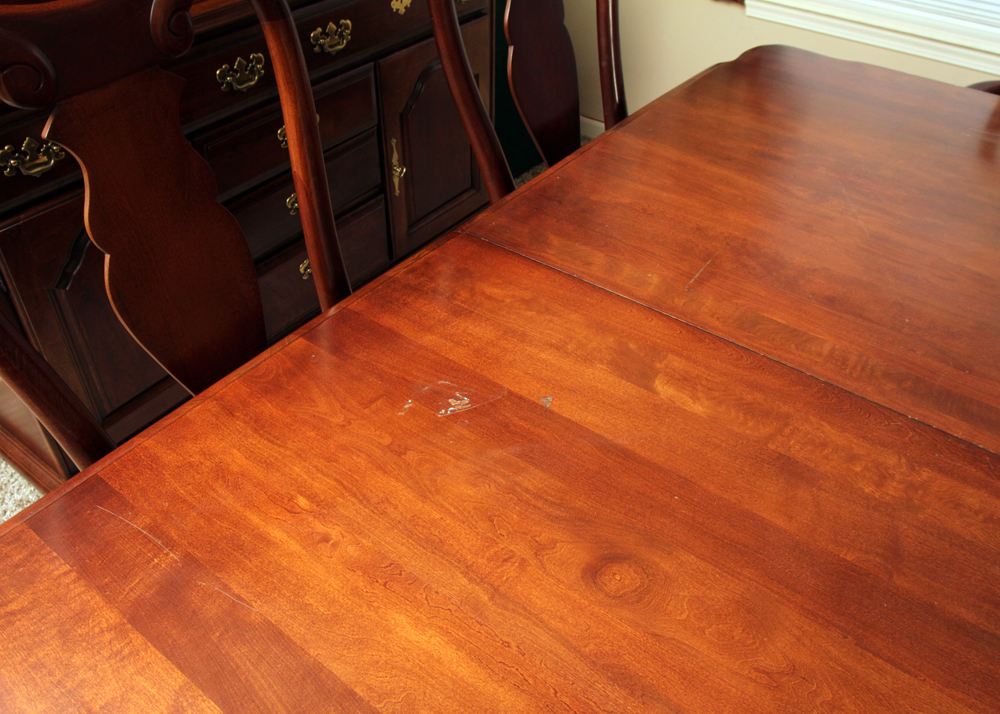 Federal Style Cherry Dining Room Table and Six Queen Anne Style Chairs