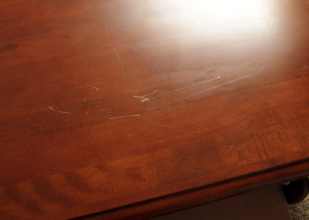 Federal Style Cherry Dining Room Table and Six Queen Anne Style Chairs