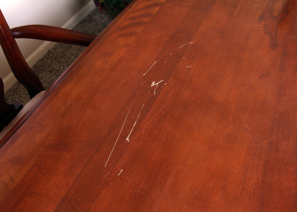 Federal Style Cherry Dining Room Table and Six Queen Anne Style Chairs