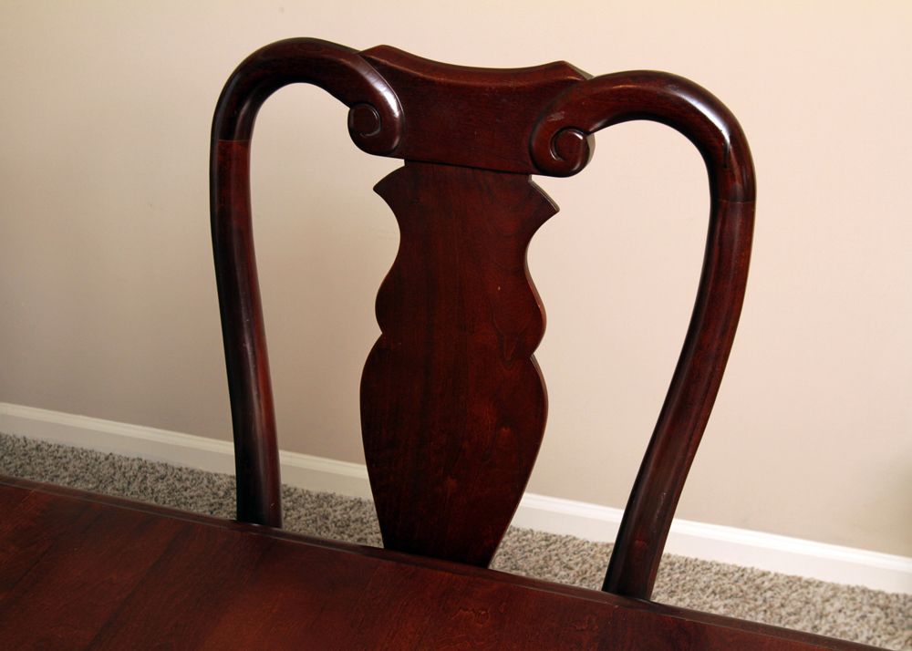 Federal Style Cherry Dining Room Table and Six Queen Anne Style Chairs