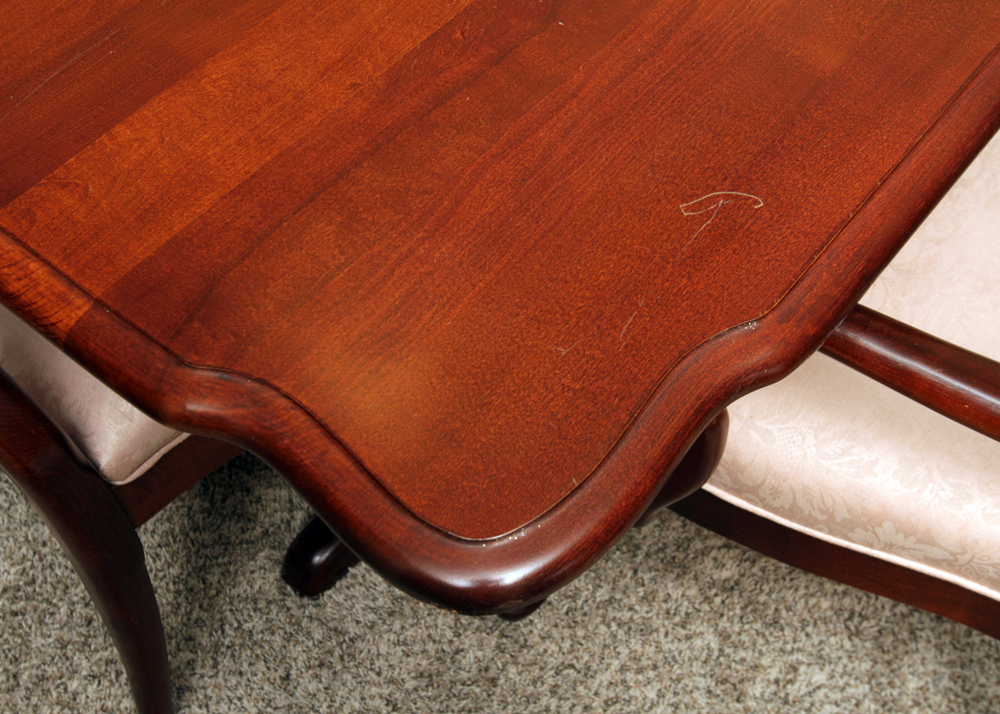 Federal Style Cherry Dining Room Table and Six Queen Anne Style Chairs
