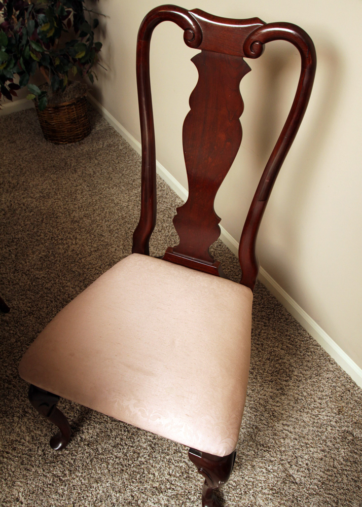 Federal Style Cherry Dining Room Table and Six Queen Anne Style Chairs
