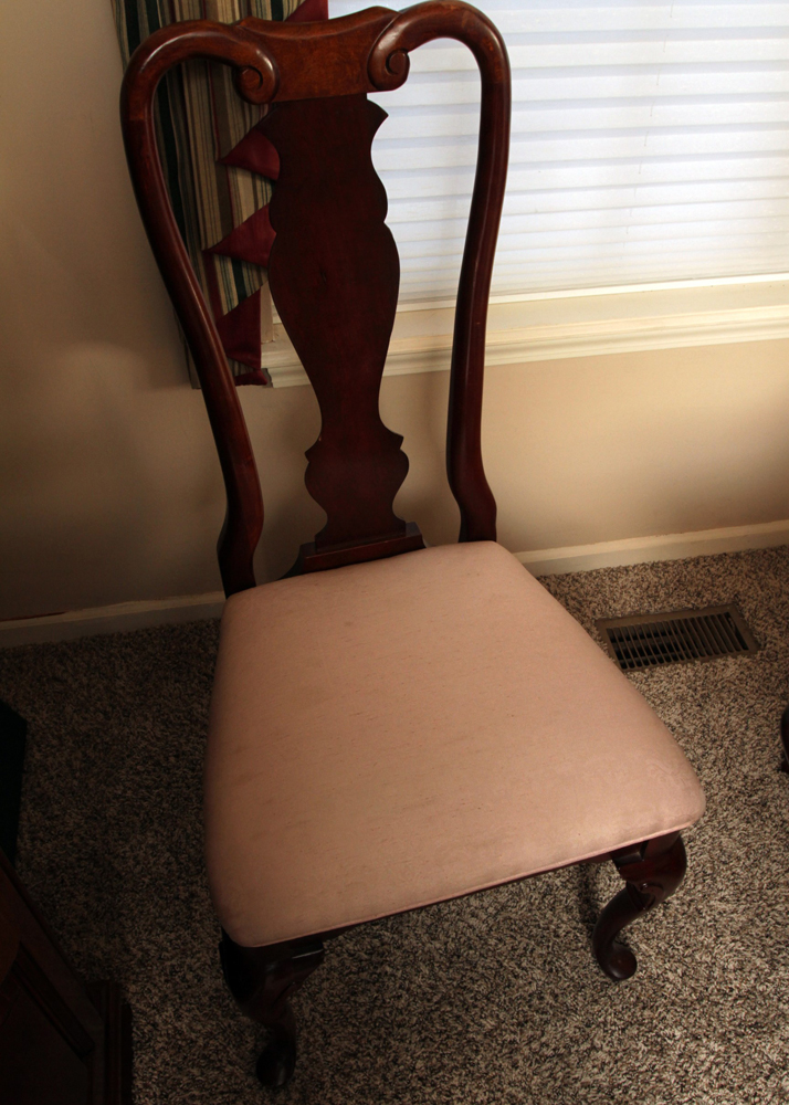 Federal Style Cherry Dining Room Table and Six Queen Anne Style Chairs