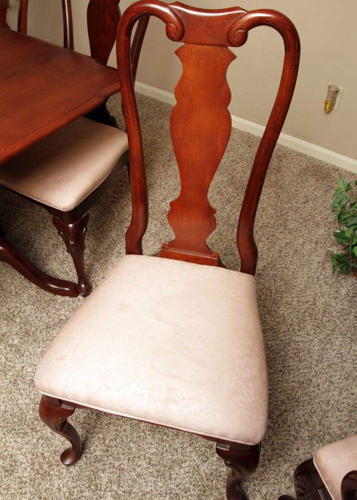 Federal Style Cherry Dining Room Table and Six Queen Anne Style Chairs