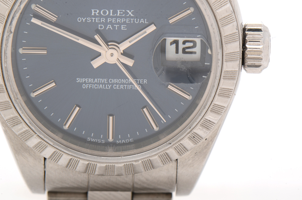 Rolex Oyster Perpetual Date Blue Dial Stainless Steel 26MM Automatic Watch