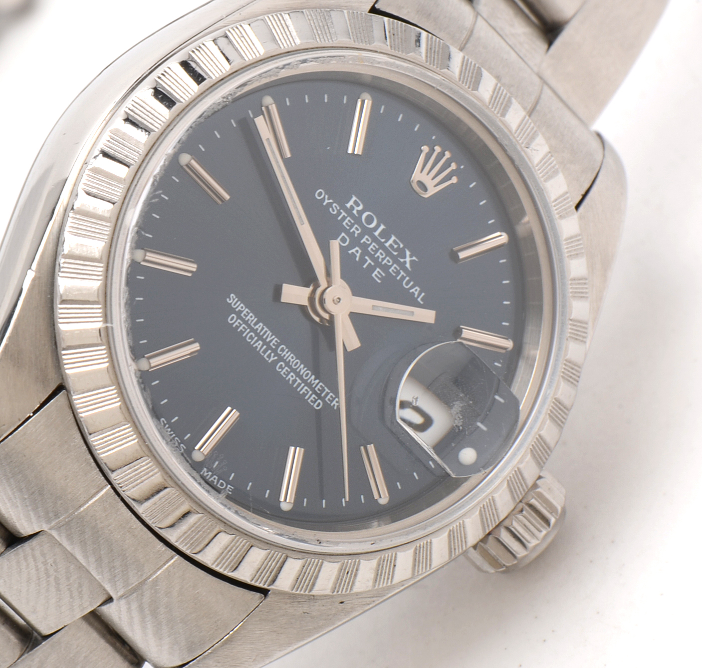 Rolex Oyster Perpetual Date Blue Dial Stainless Steel 26MM Automatic Watch