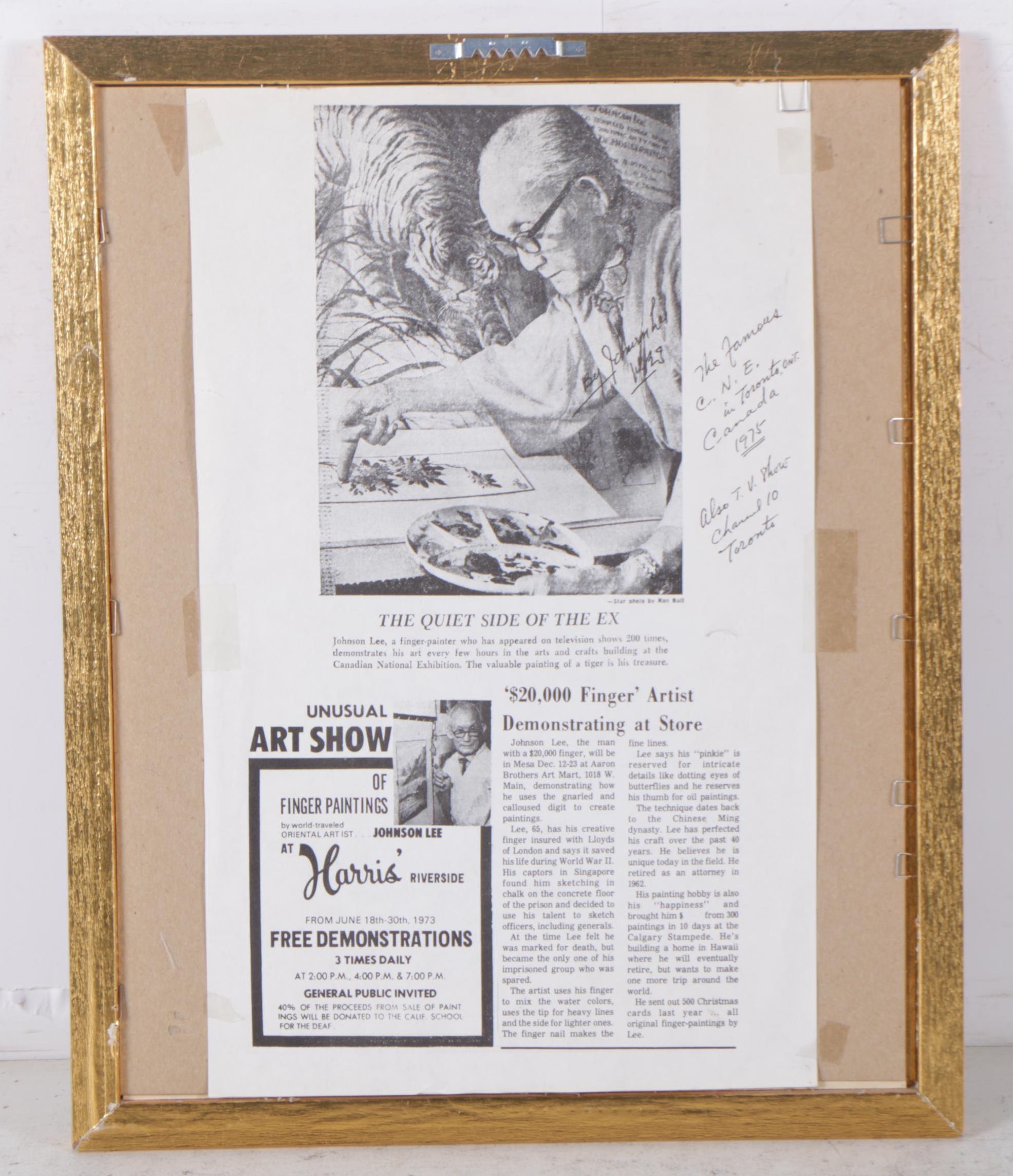 Johnson Lee Watercolor Finger Painting of Butterflies on Flowering Branch