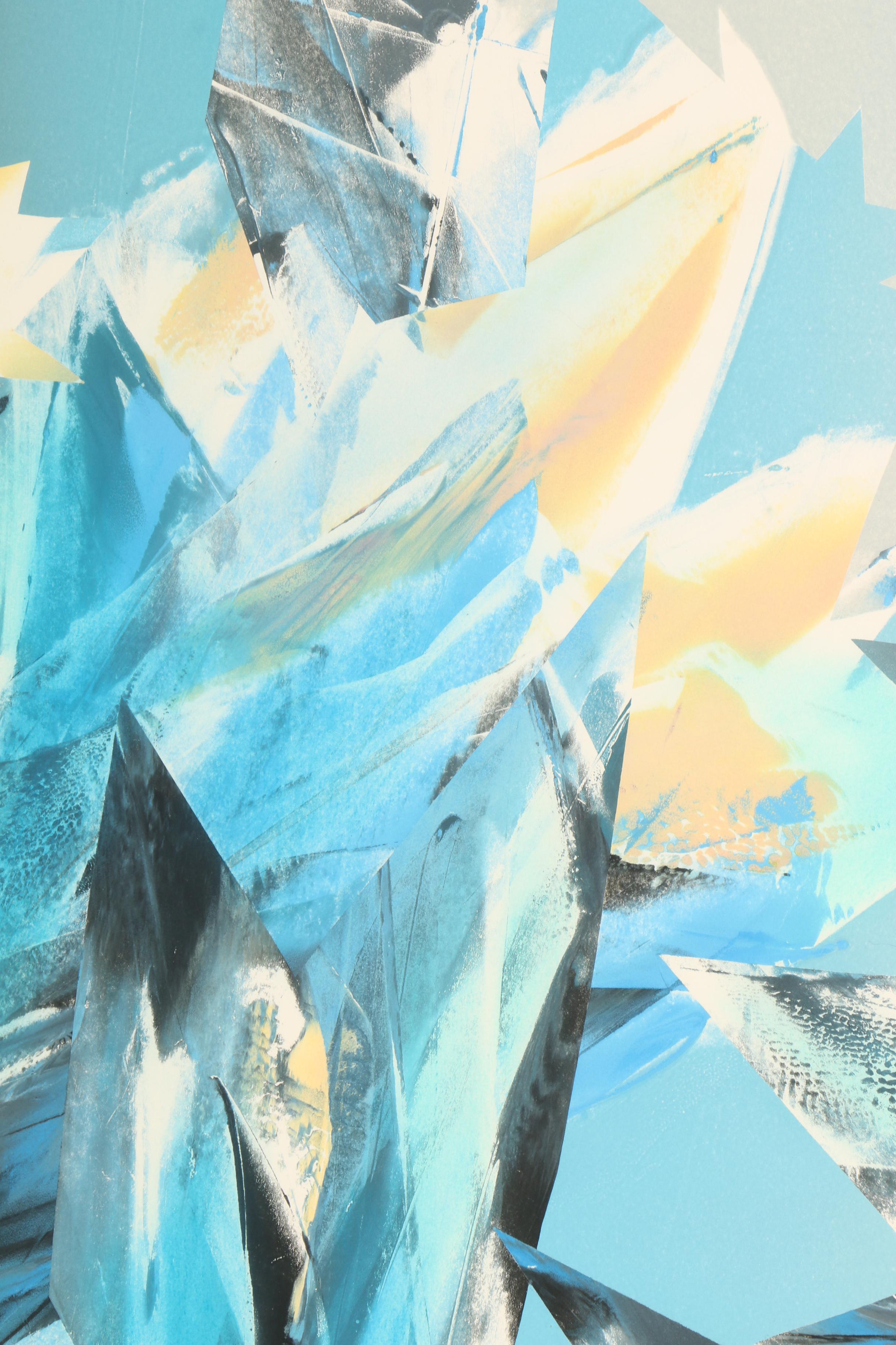 Boraman Gouache Painting on Paper of Abstract Composition