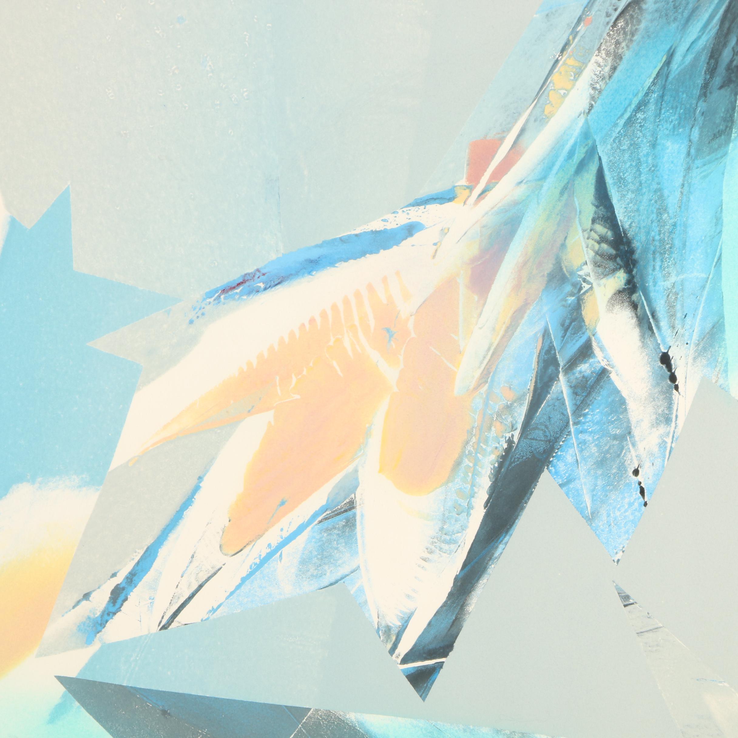 Boraman Gouache Painting on Paper of Abstract Composition