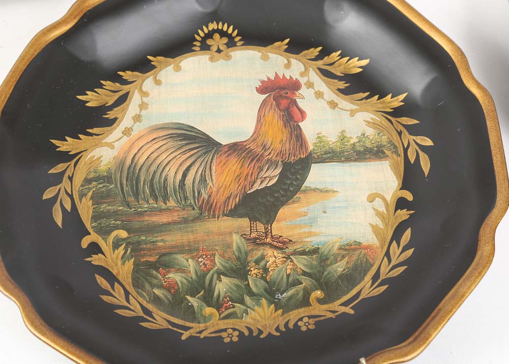 Decorative Painted Rooster Plates