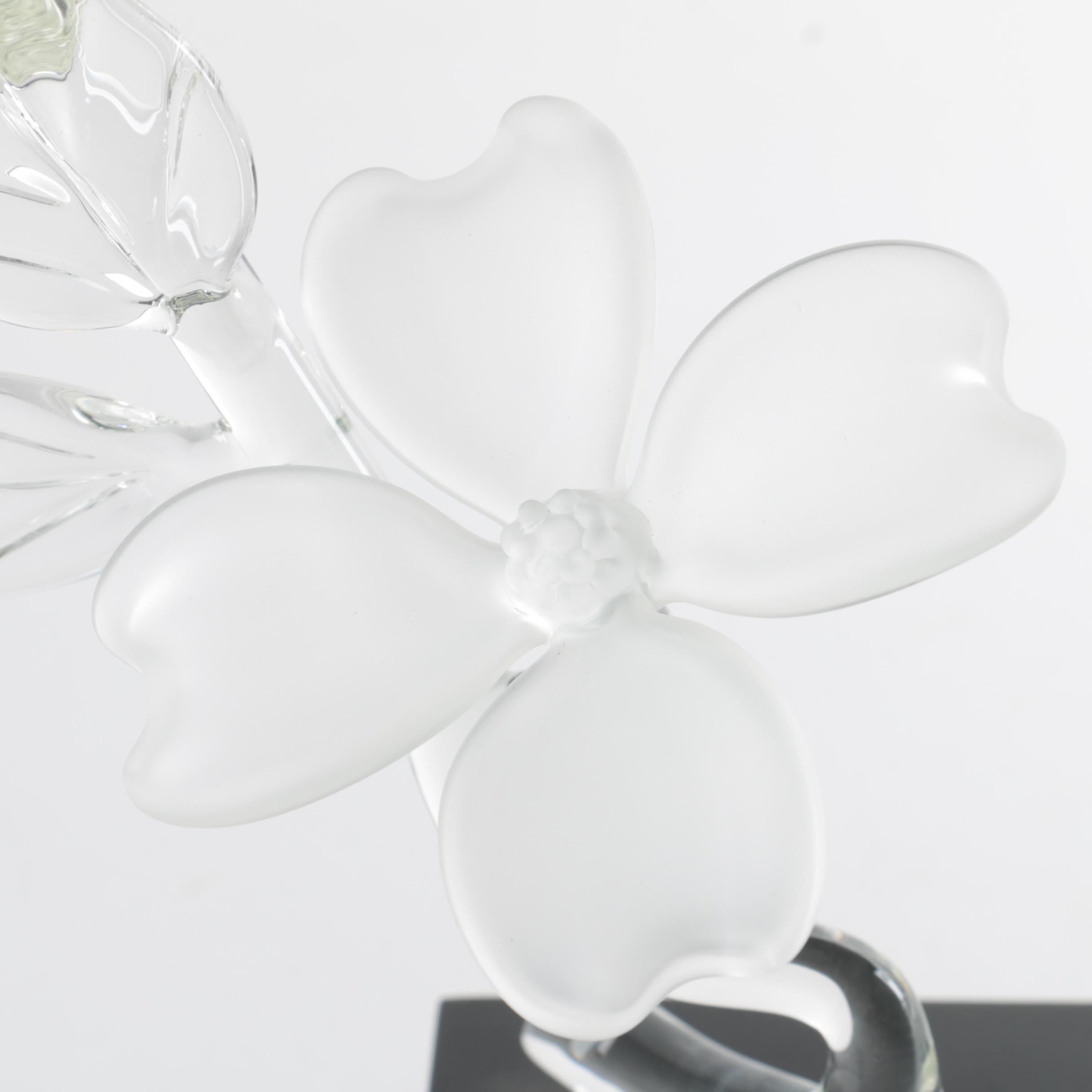 Frabel Glass Dogwood Branch with Frosted Blossoms