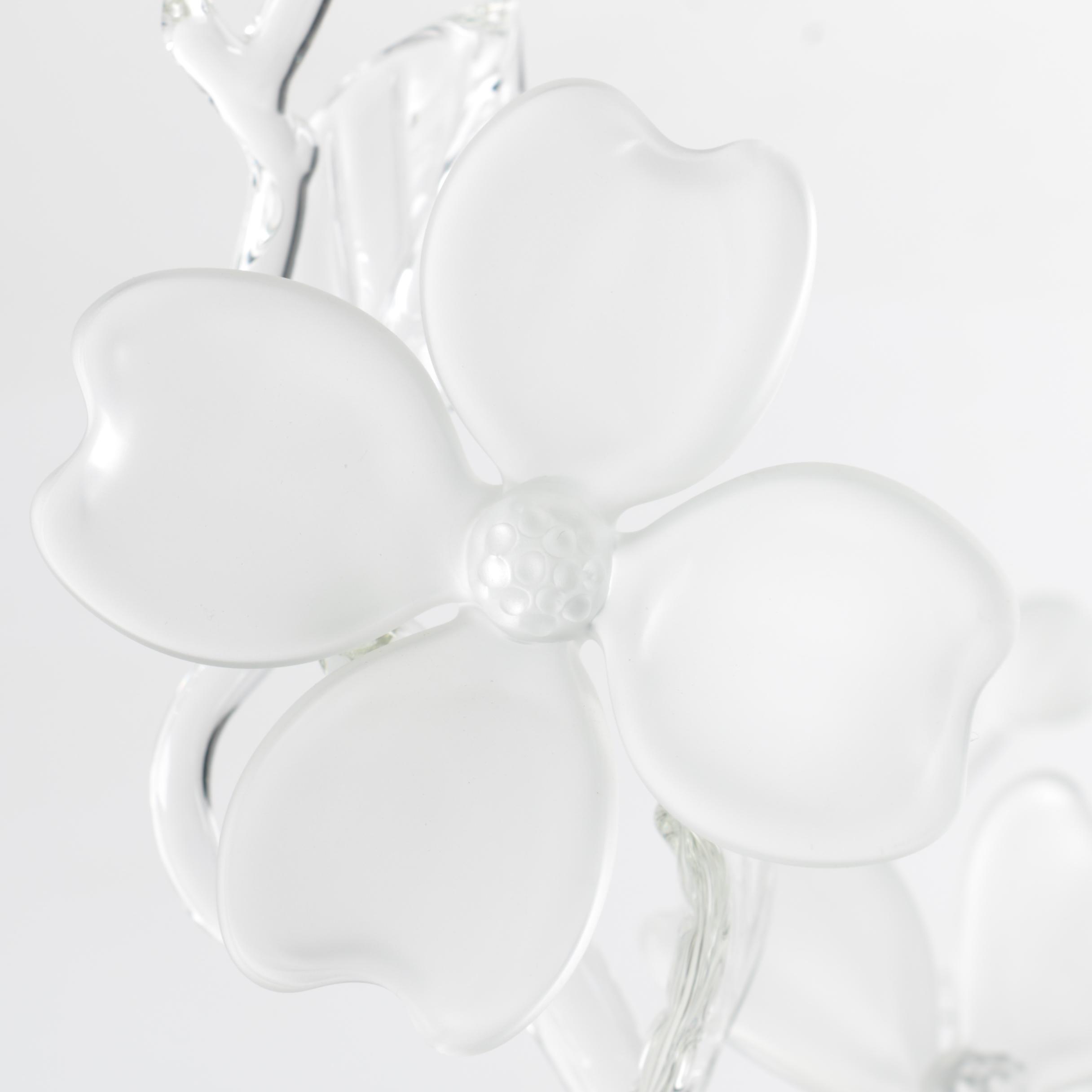 Frabel Glass Dogwood Branch with Frosted Blossoms