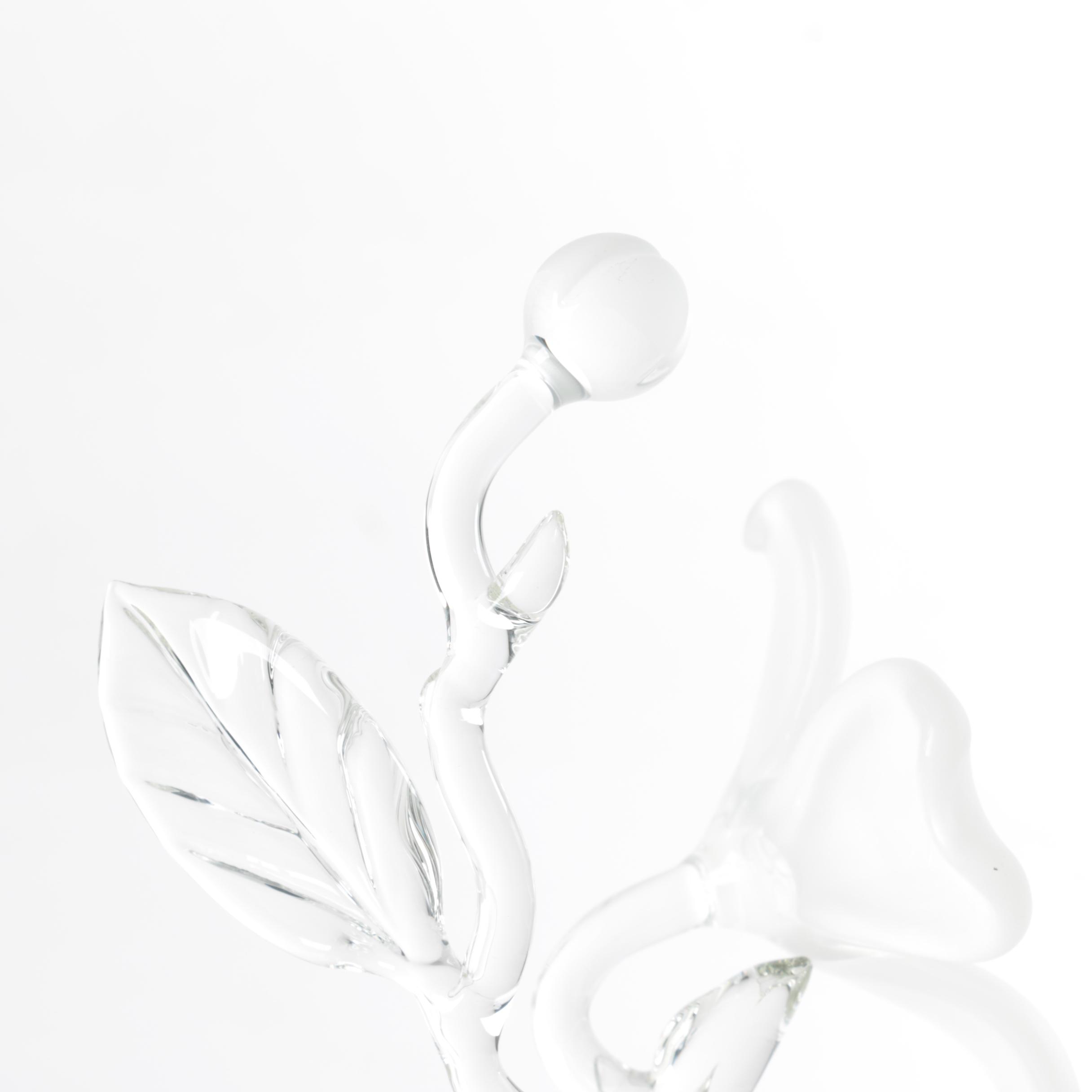 Frabel Glass Dogwood Branch with Frosted Blossoms