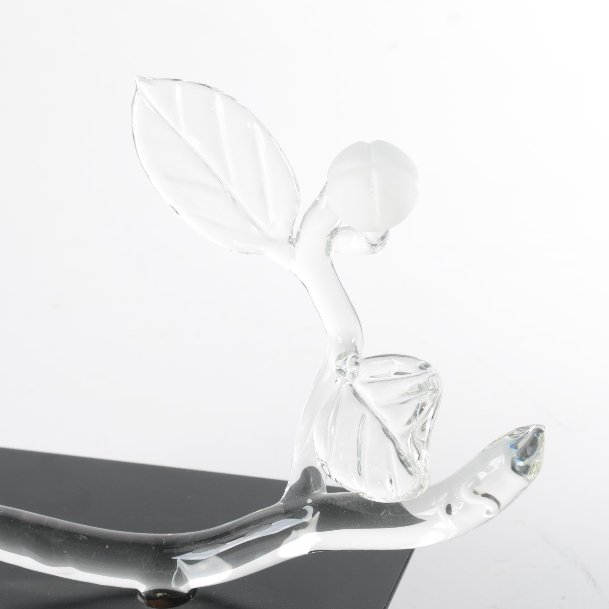 Frabel Glass Dogwood Branch with Frosted Blossoms