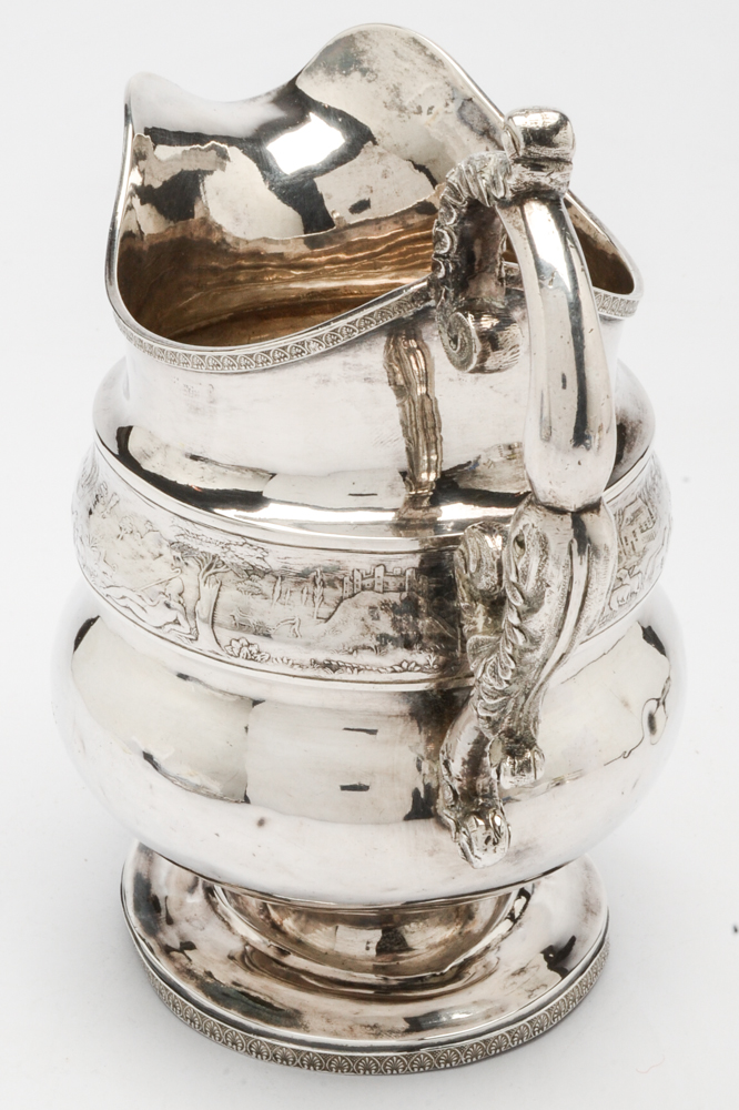Antique  J.W. Forbes Sterling Silver Pitcher